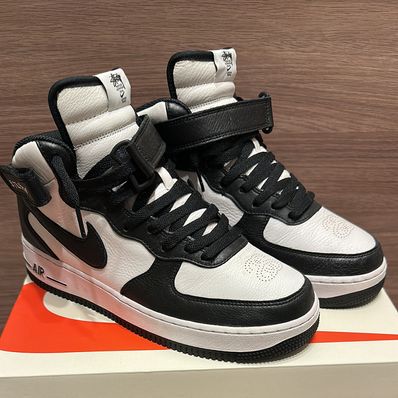 Stussy × Nike Air Force 1 Mid "Black and Light Bone"