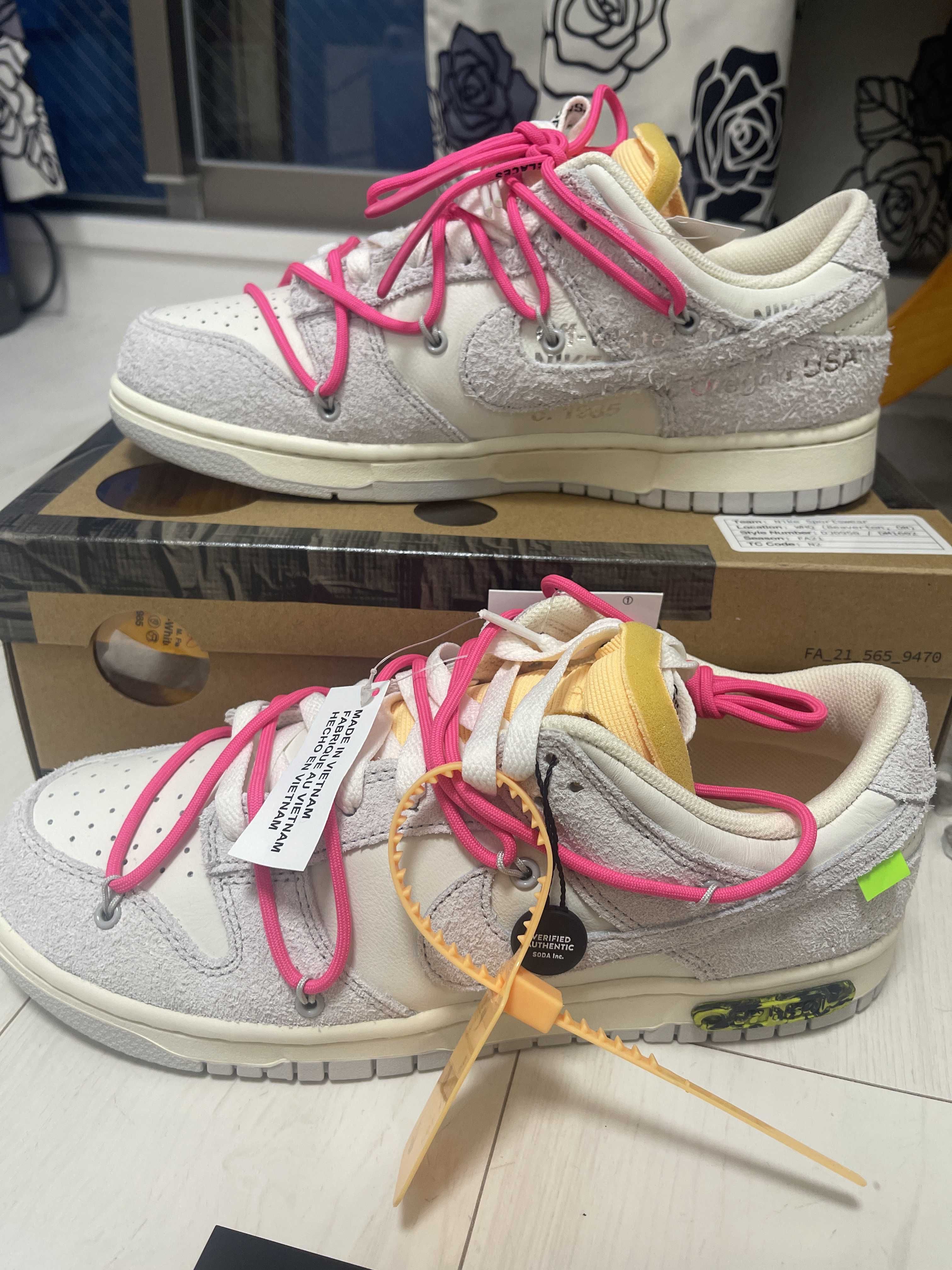 Off-White × Nike Dunk Low "Sail/Neutral Gray/Hyper Pink"