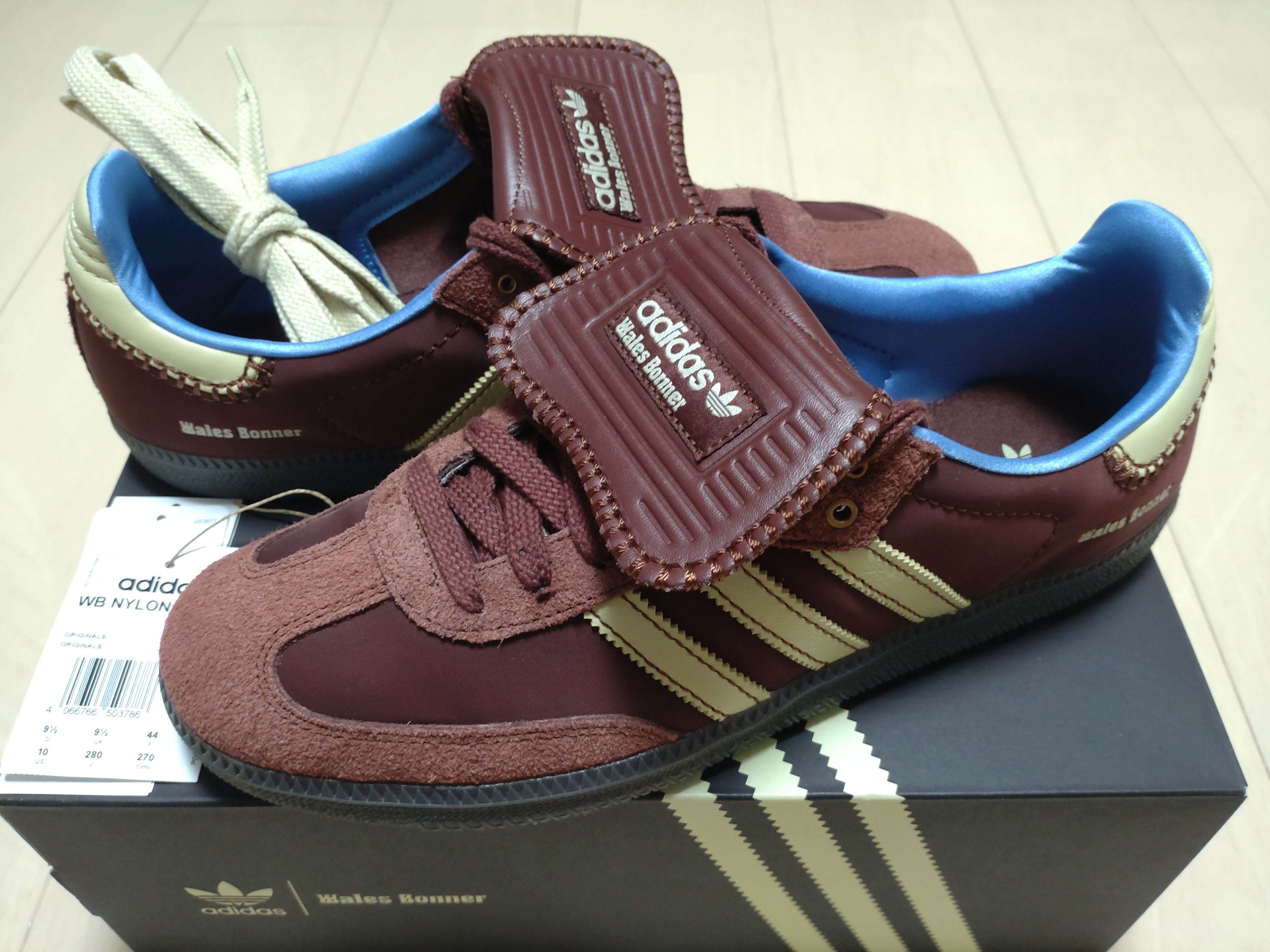 Wales Bonner × adidas Samba Nylon Low "Fox Brown/Sandy Beige/Lucky Blue"