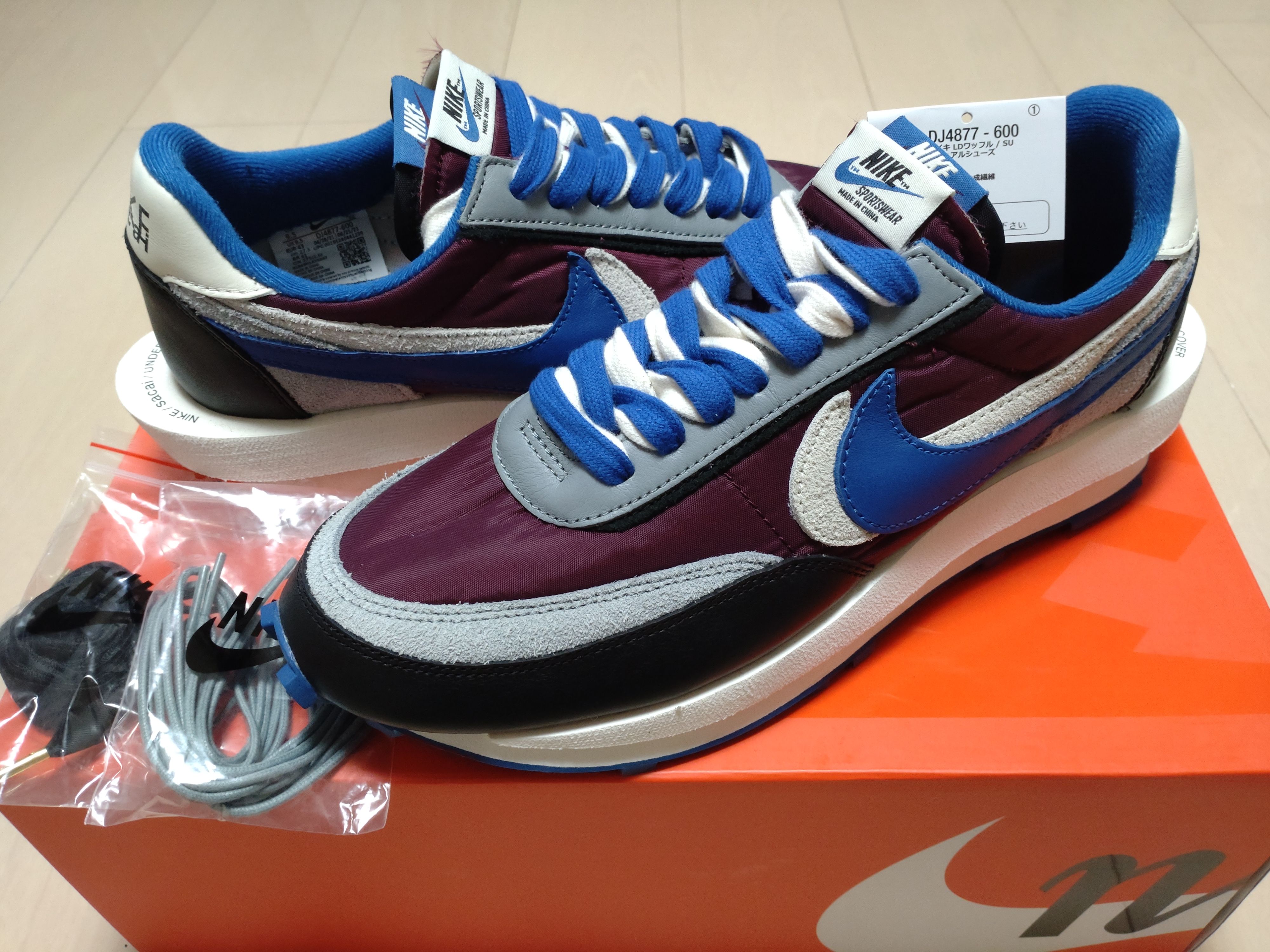 UNDERCOVER × sacai × Nike LD Waffle "Night Maroon/Pale Ivory-Ground Grey-Team Royal"