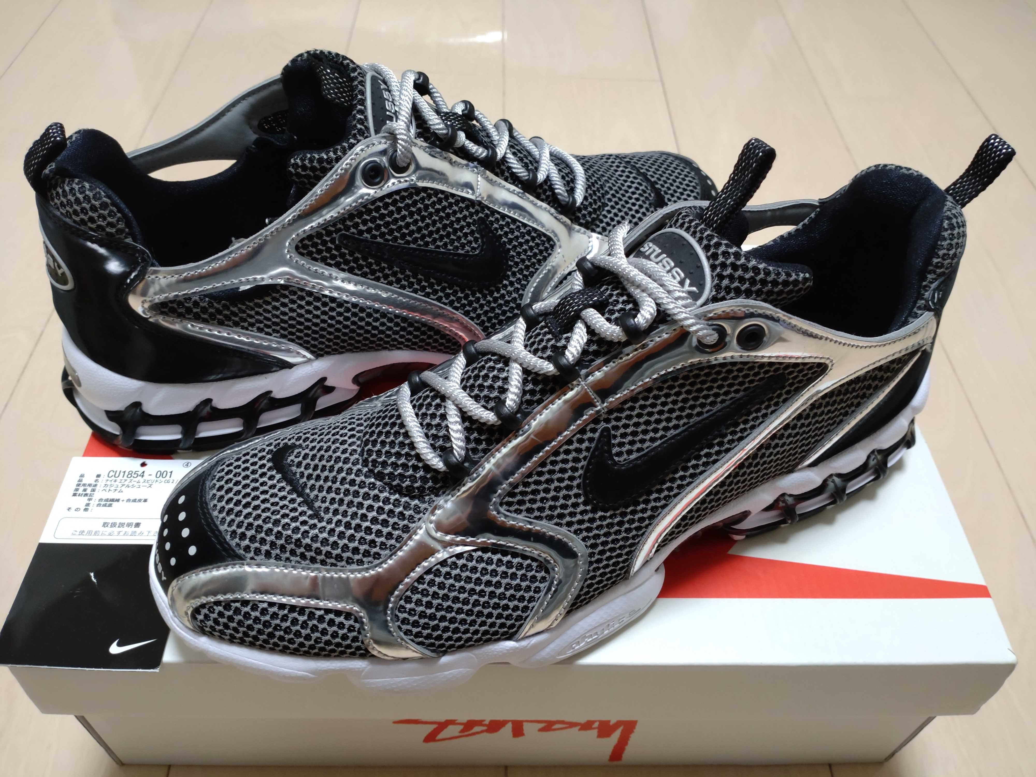 STUSSY × NIKE AIR ZOOM SPIRIDON CAGED "PURE PLATINUM/BLACK-WHITE"