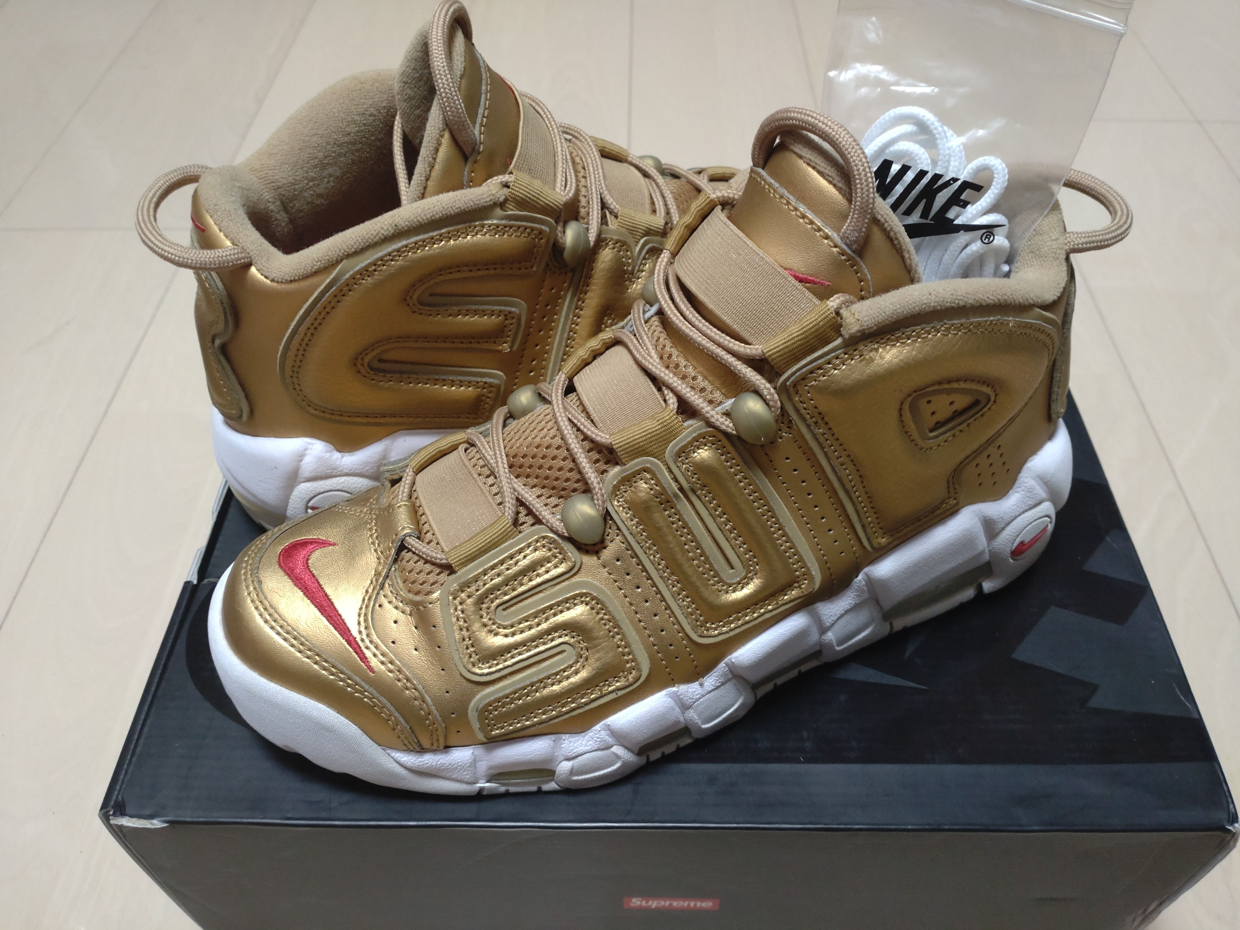Supreme × Nike Air More Uptempo "Metallic Gold"