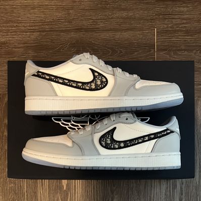 Dior × Nike Air Jordan 1 Low OG "Wolf Grey/Black-Sail-White"
