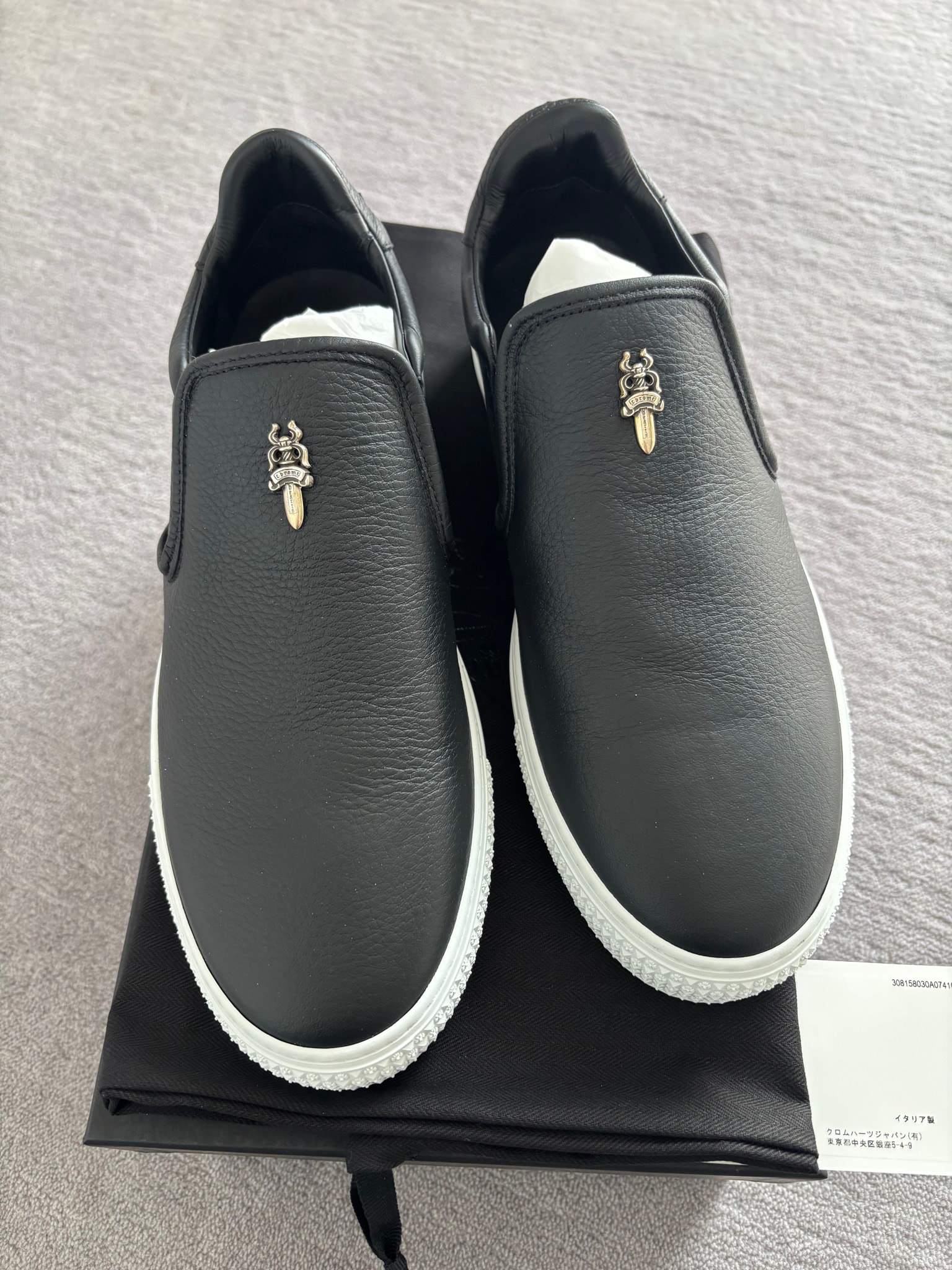 Chrome Hearts CH Plus Leather Patch With Dagger Slip-On "White"