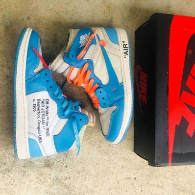Off-White × Nike Air Jordan 1 High UNC "White/Dark Powder Blue"