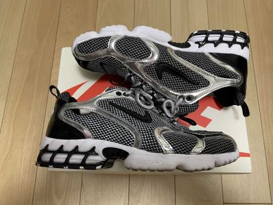 STUSSY × NIKE AIR ZOOM SPIRIDON CAGED "PURE PLATINUM/BLACK-WHITE"