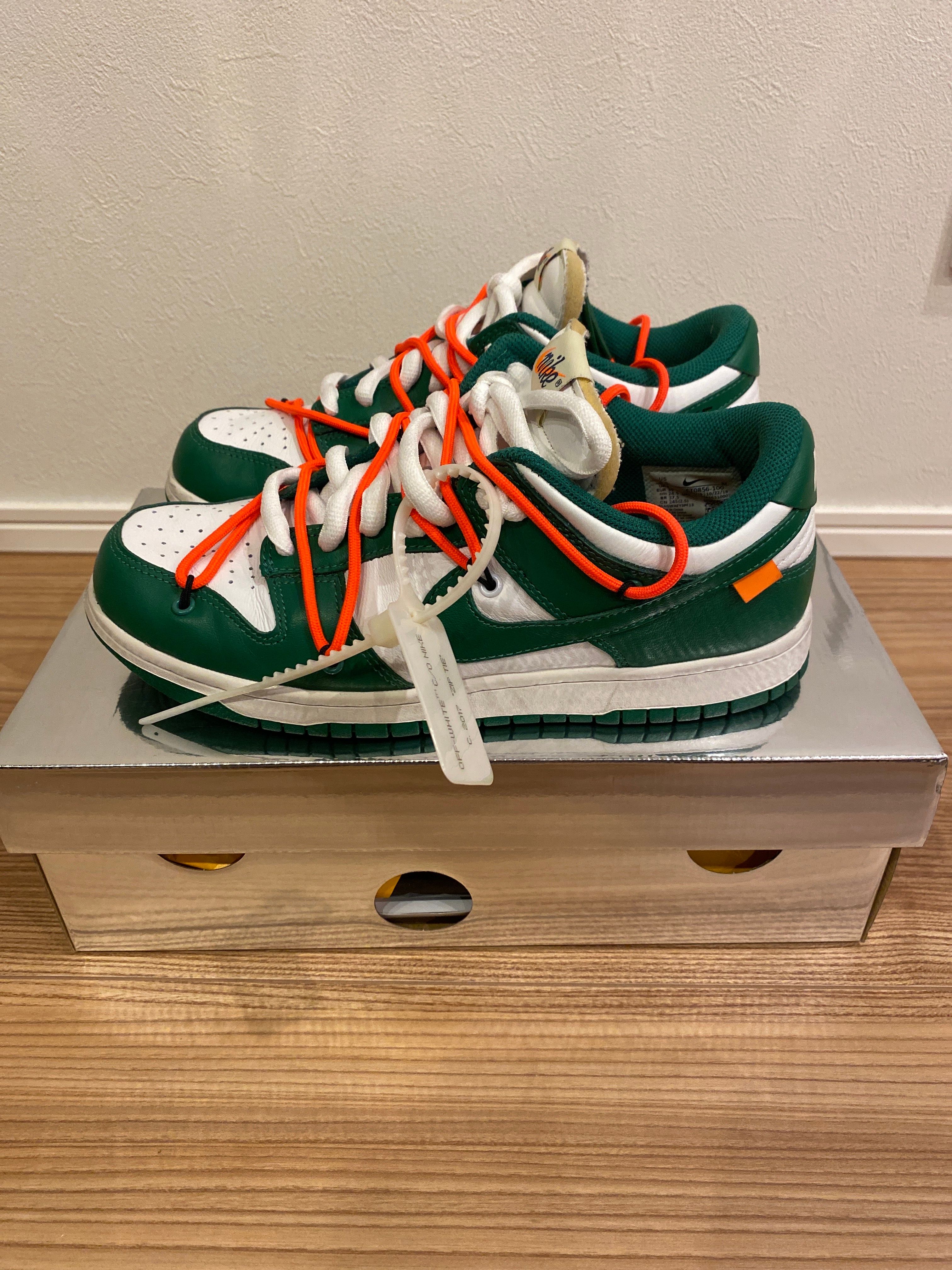 Off-White × Nike Dunk Low "White/Pine Green"