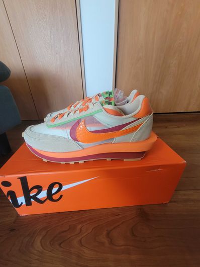 CLOT × Sacai × Nike LD Waffle "Orange Blaze"