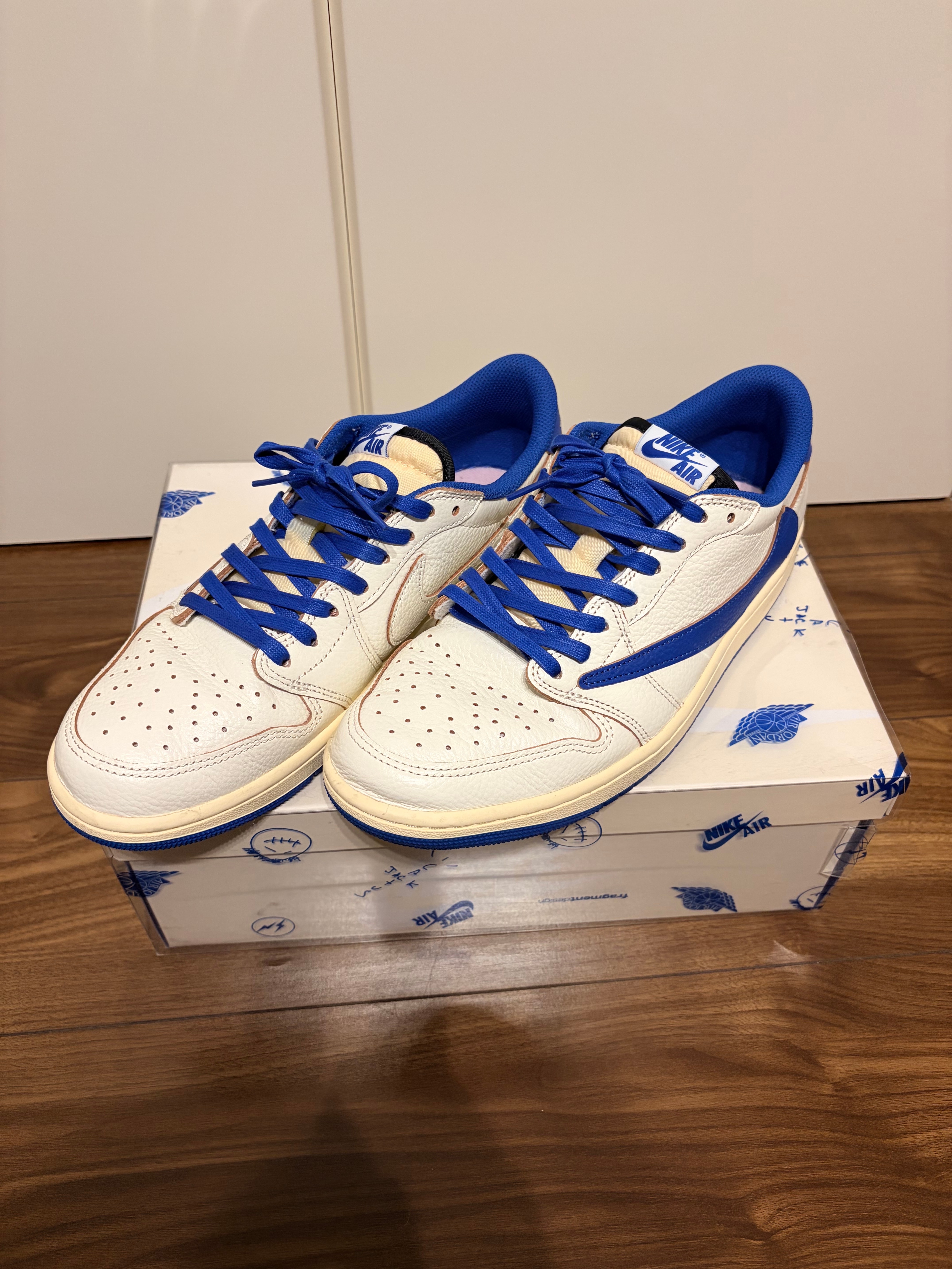 Travis Scott × fragment design × Nike Air Jordan 1 Low OG "Sail/Military Blue"