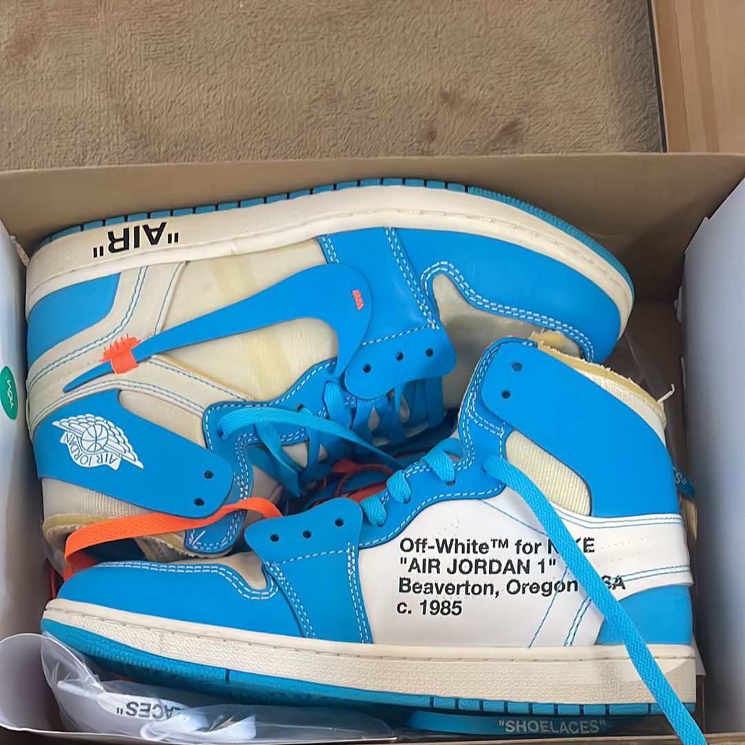 Off-White × Nike Air Jordan 1 High UNC "White/Dark Powder Blue"