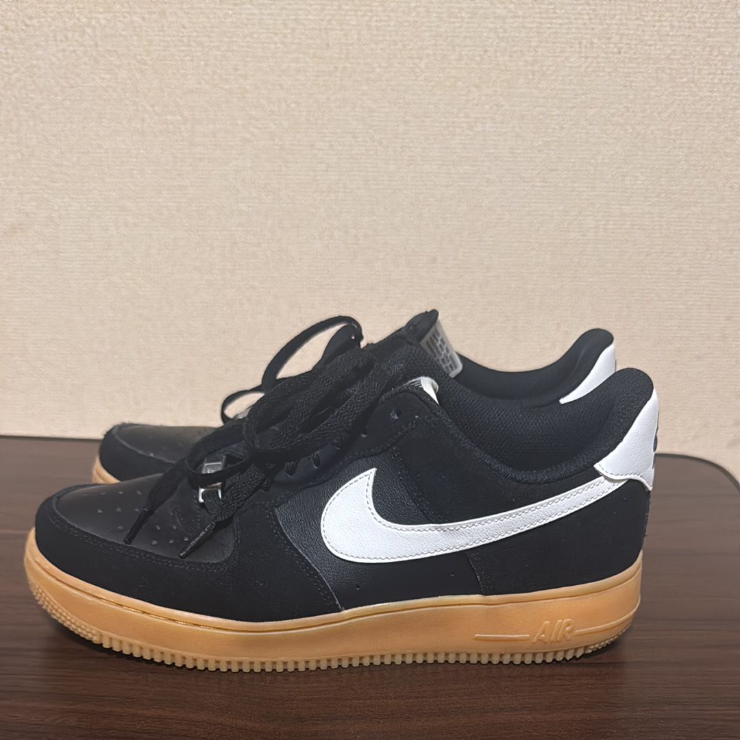新品 ナイキ エアフォース 1 ロー ブラック スウェード ガム 27.5 黒白 日本未発売 NIKE AIR FORCE 1 '07 