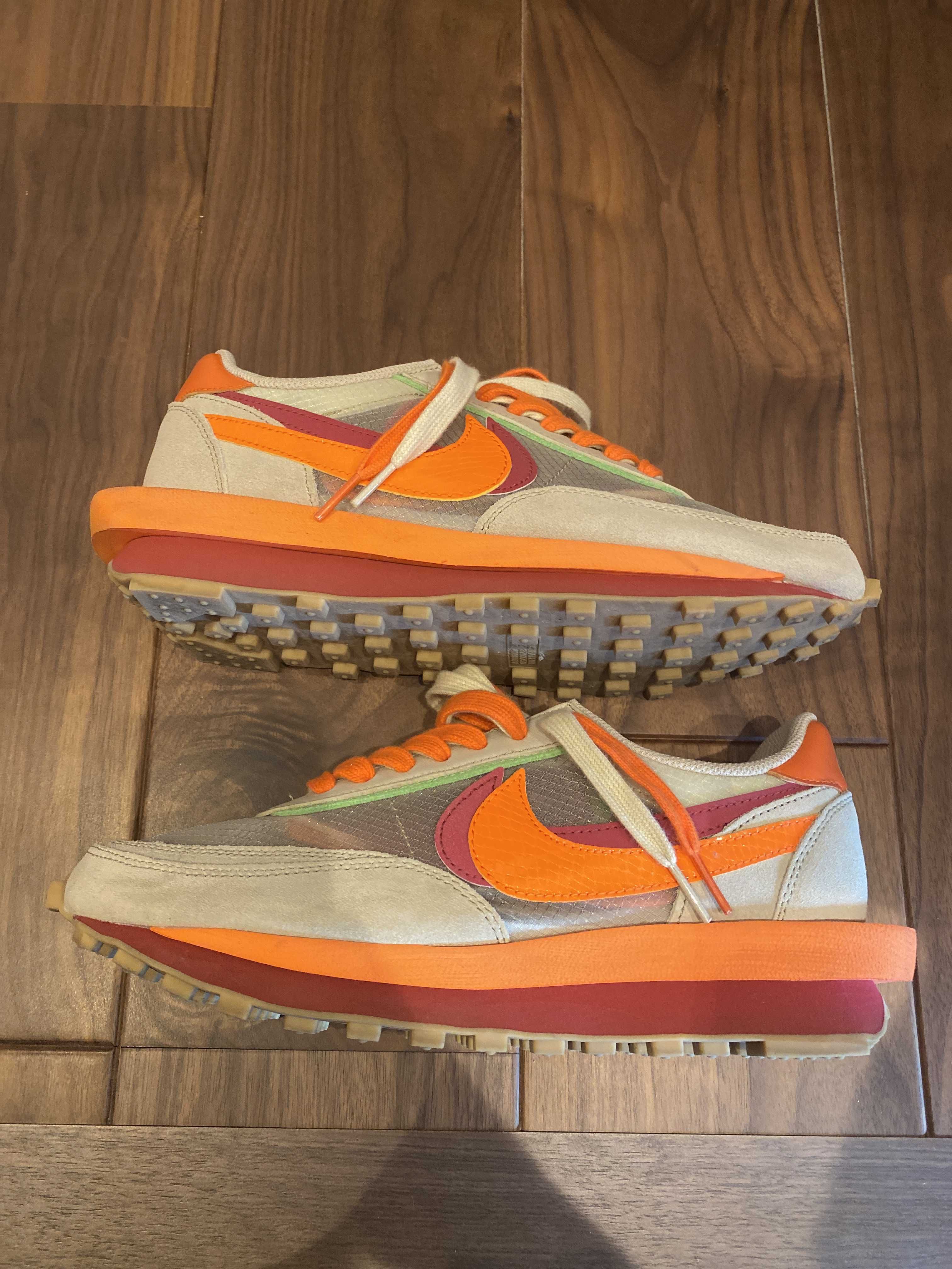 CLOT × Sacai × Nike LD Waffle "Orange Blaze"