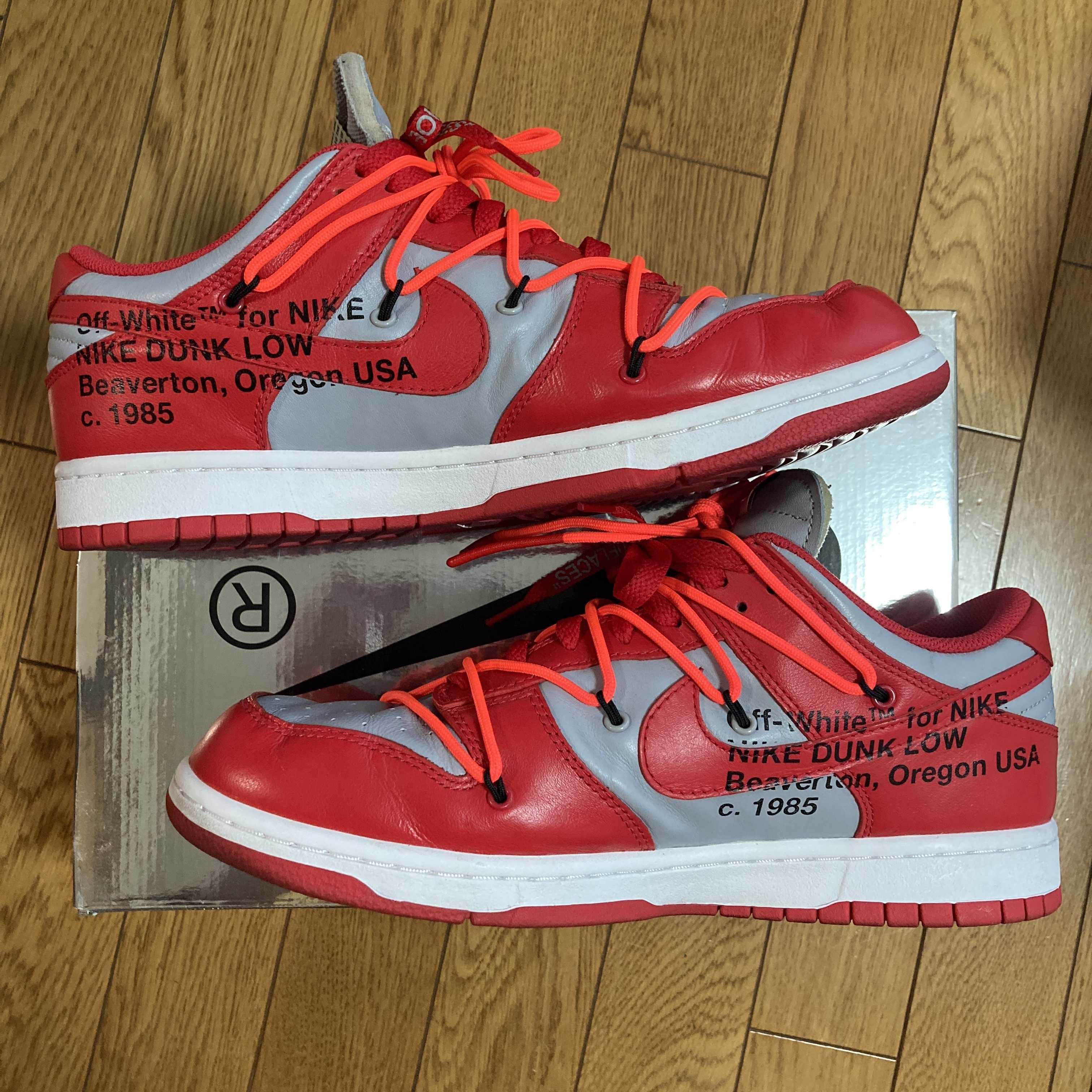 Off-White × Nike Dunk Low "University Red/Wolf Grey"