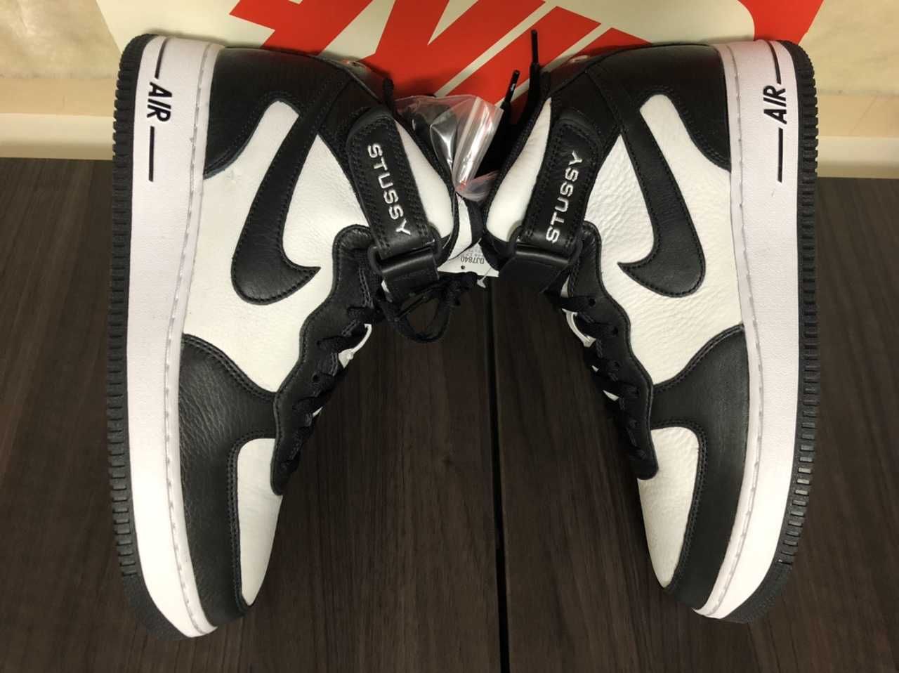 Stussy × Nike Air Force 1 Mid "Black and Light Bone"