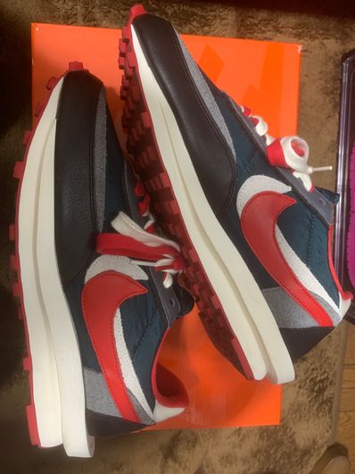 UNDERCOVER × sacai × Nike LD Waffle "Midnight Spruce/Pale Ivory-Dark Grey-University Red"