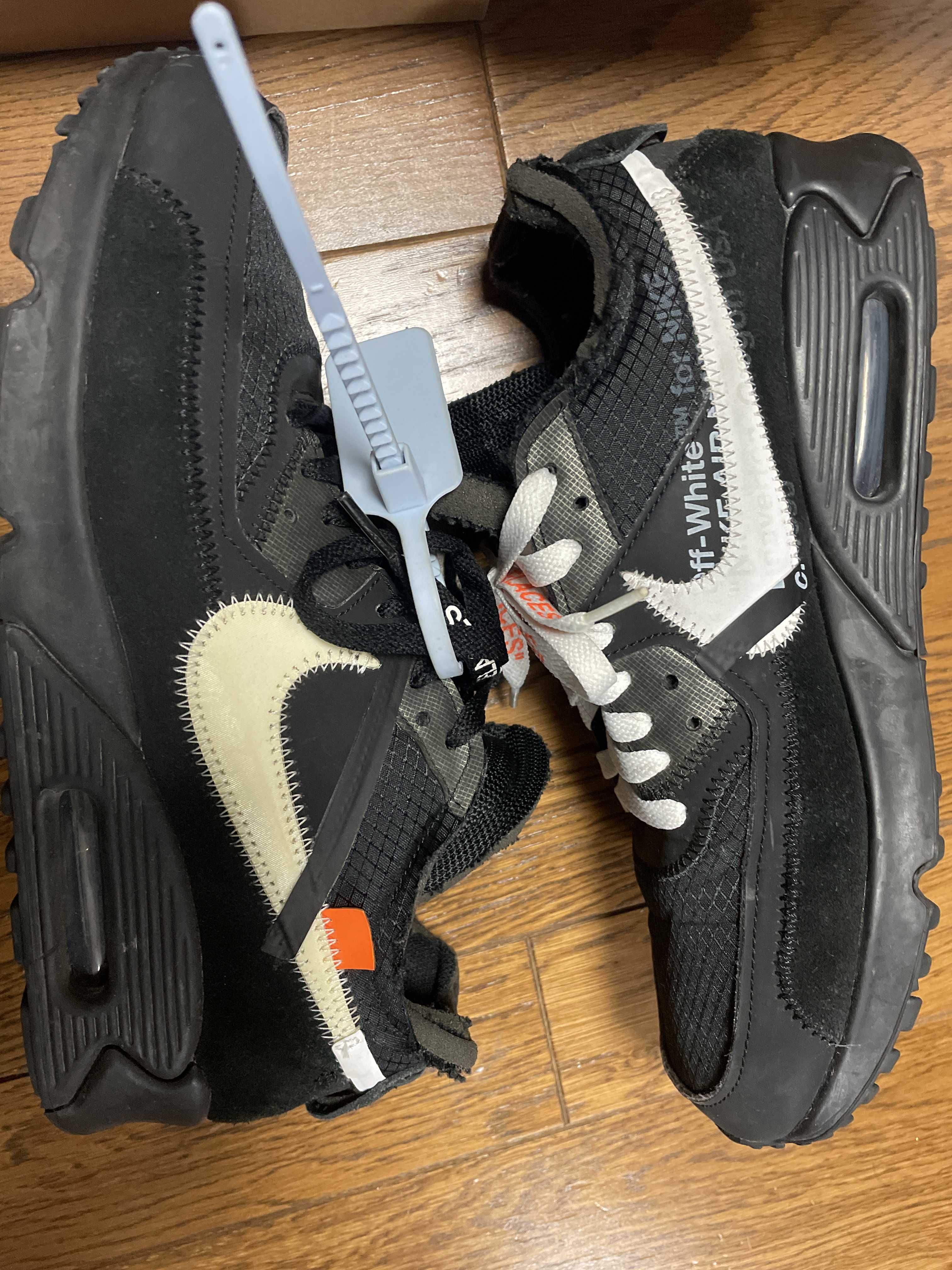 Off-White × Nike Air Max 90 "Black/Black-Cone-White"