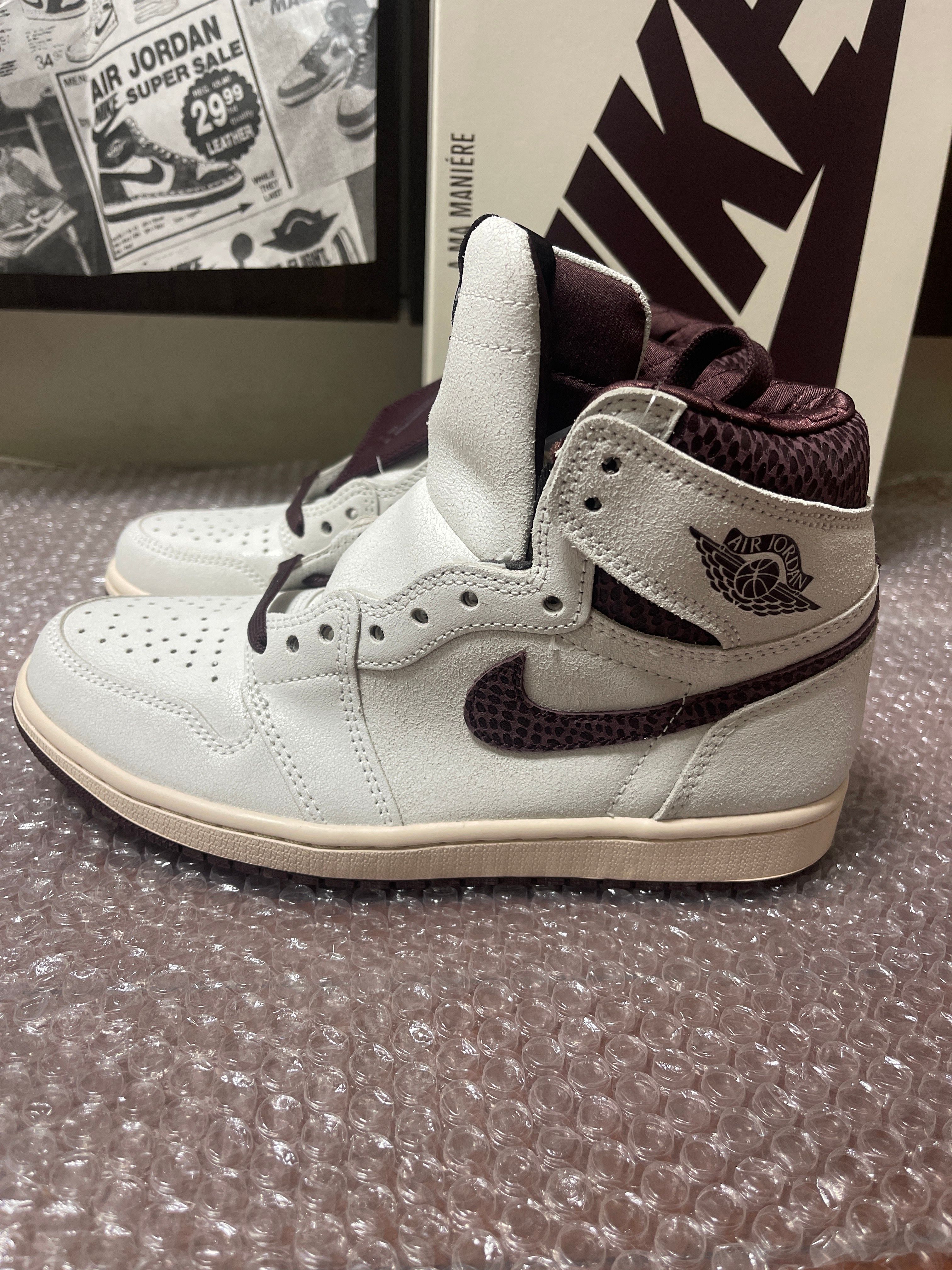 A Ma Maniere × Nike Air Jordan 1 Retro High OG "Sail and Burgundy"