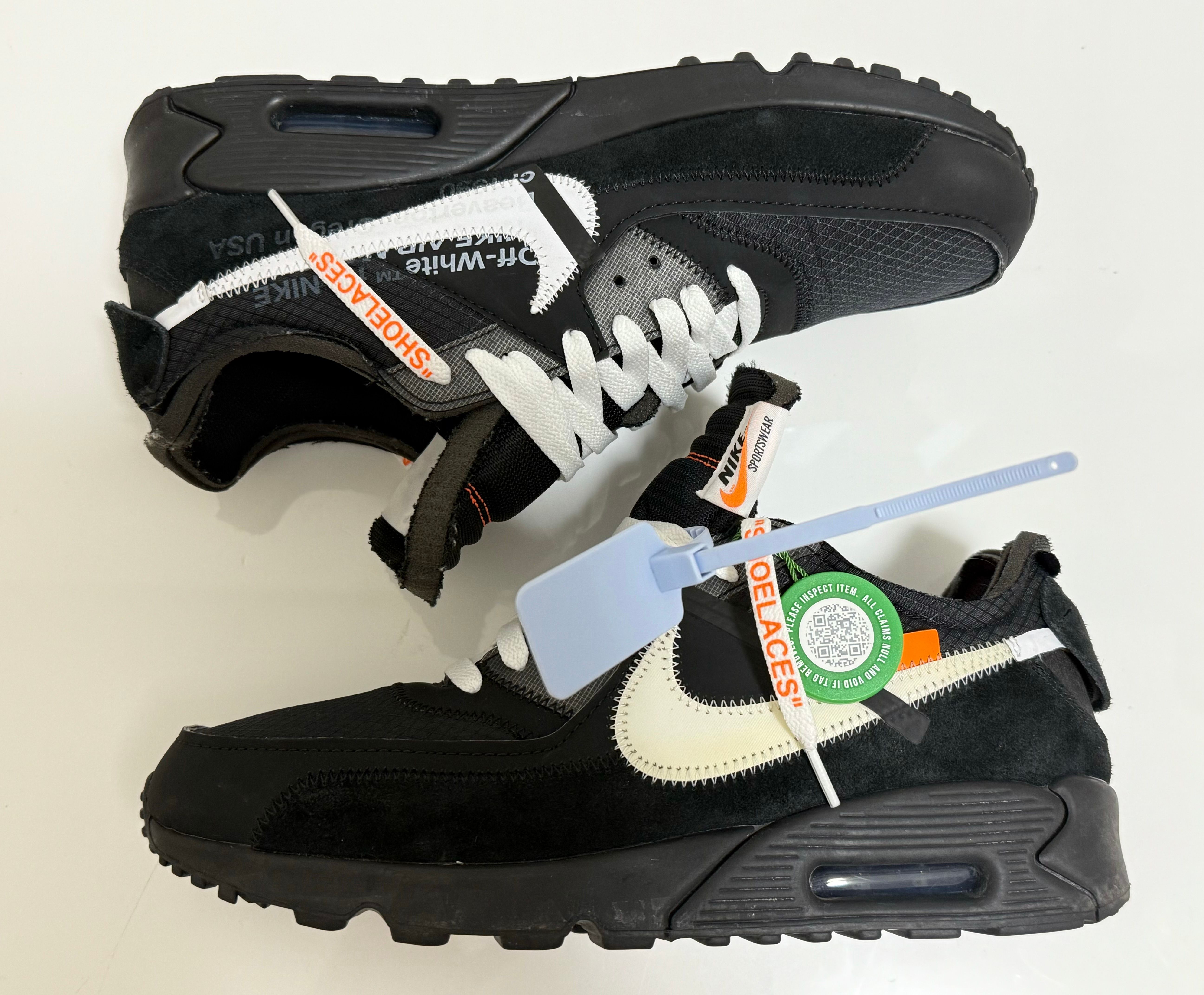 Off-White × Nike Air Max 90 "Black/Black-Cone-White"