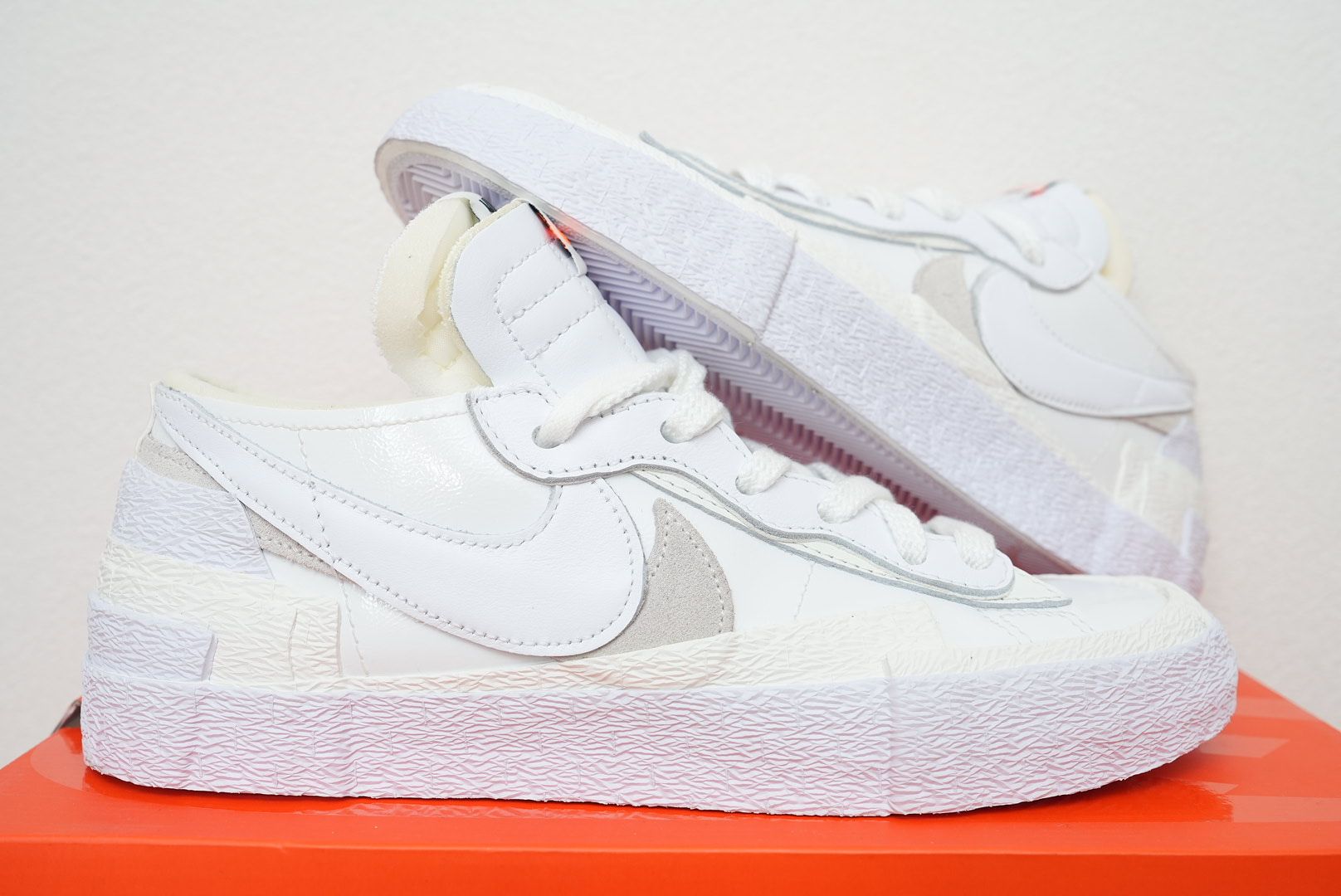 sacai × Nike Blazer Low "White Patent Leather"