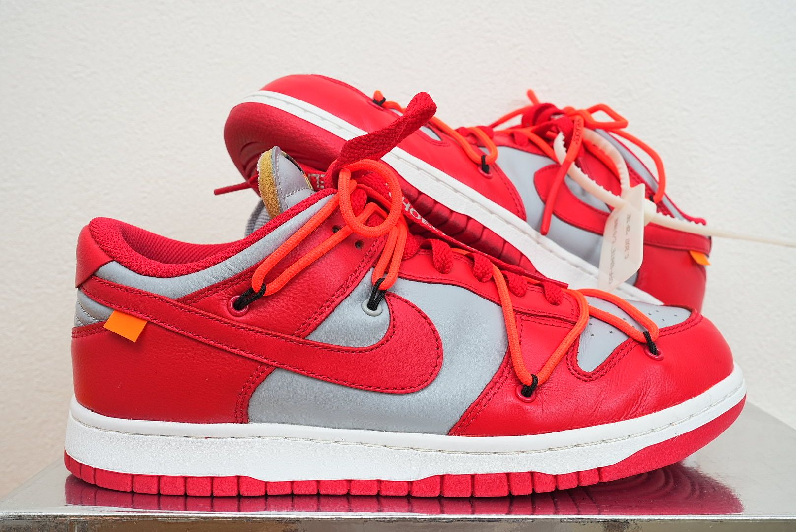Off-White × Nike Dunk Low "University Red/Wolf Grey"