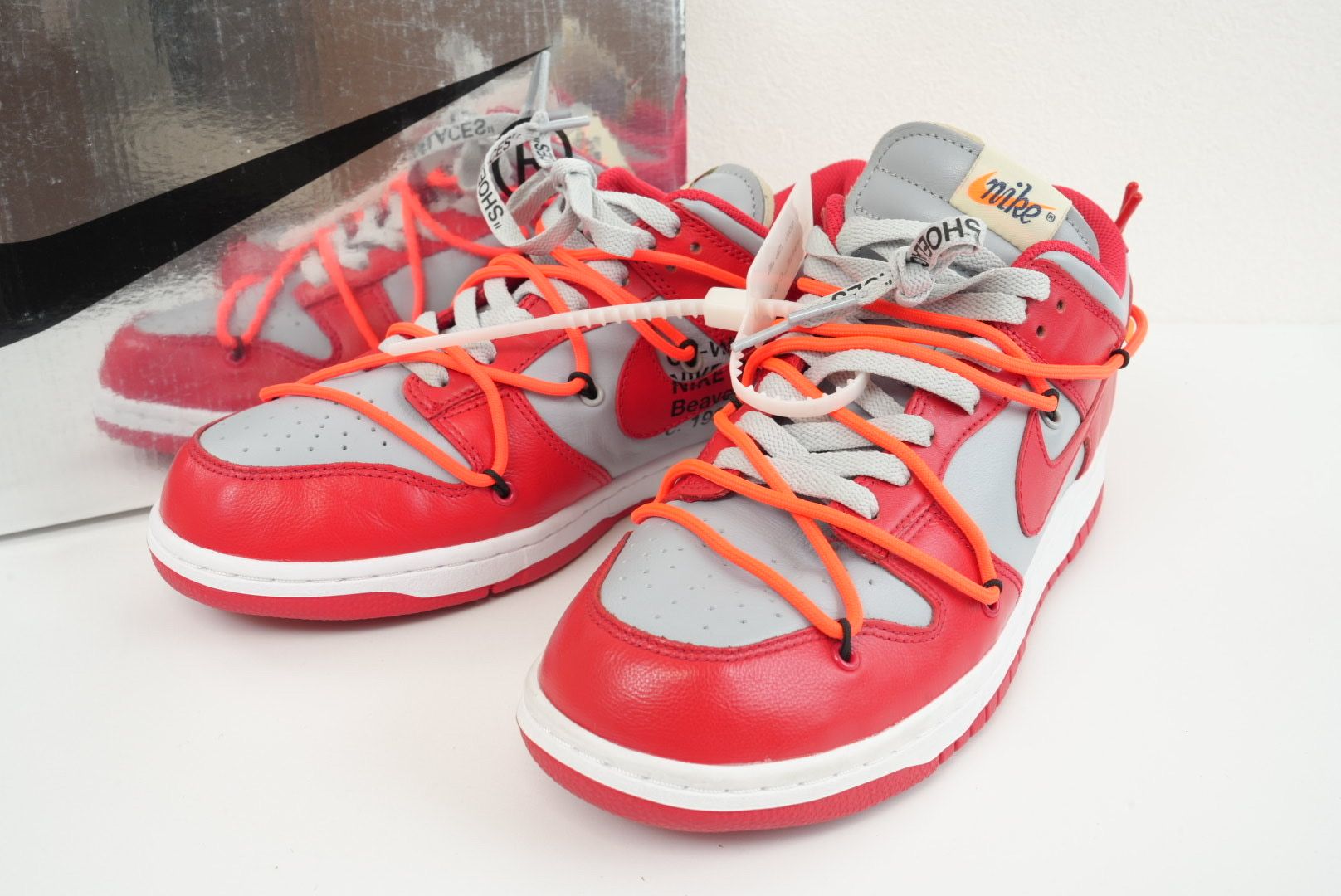 Off-White × Nike Dunk Low "University Red/Wolf Grey"