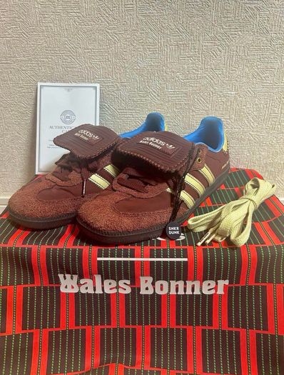 Wales Bonner × adidas Samba Nylon Low "Fox Brown/Sandy Beige/Lucky Blue"