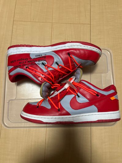 Off-White × Nike Dunk Low "University Red/Wolf Grey"