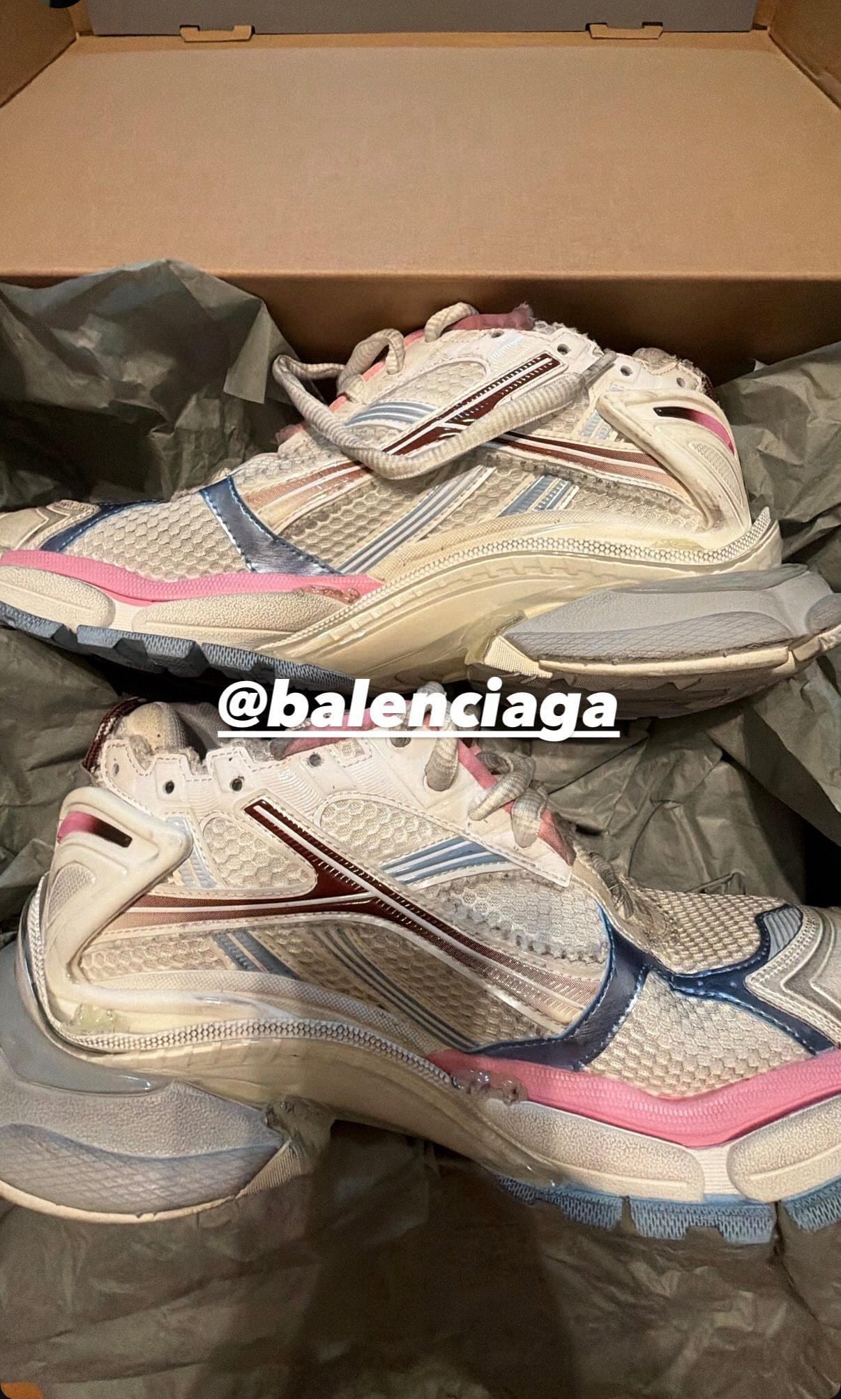 BALENCIAGA Runner Gradient Sneaker "White/Brown/Blue/Pink/Gray"
