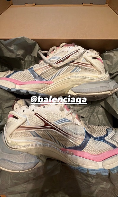 BALENCIAGA Runner Gradient Sneaker "White/Brown/Blue/Pink/Gray"