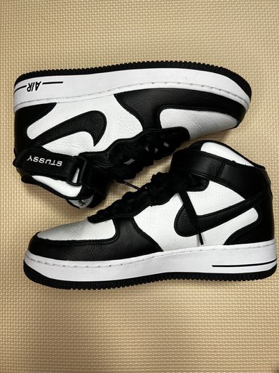 Stussy × Nike Air Force 1 Mid "Black and Light Bone"