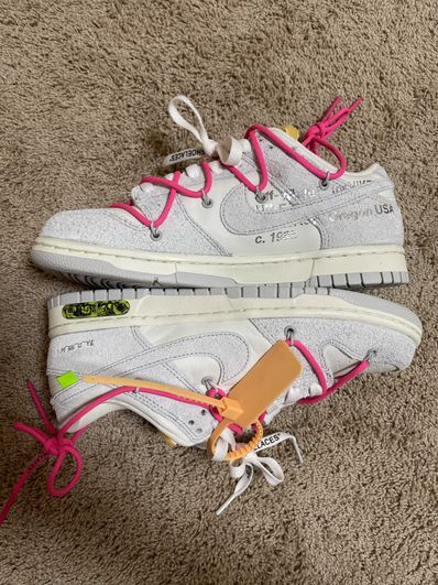 Off-White × Nike Dunk Low "Sail/Neutral Gray/Hyper Pink"