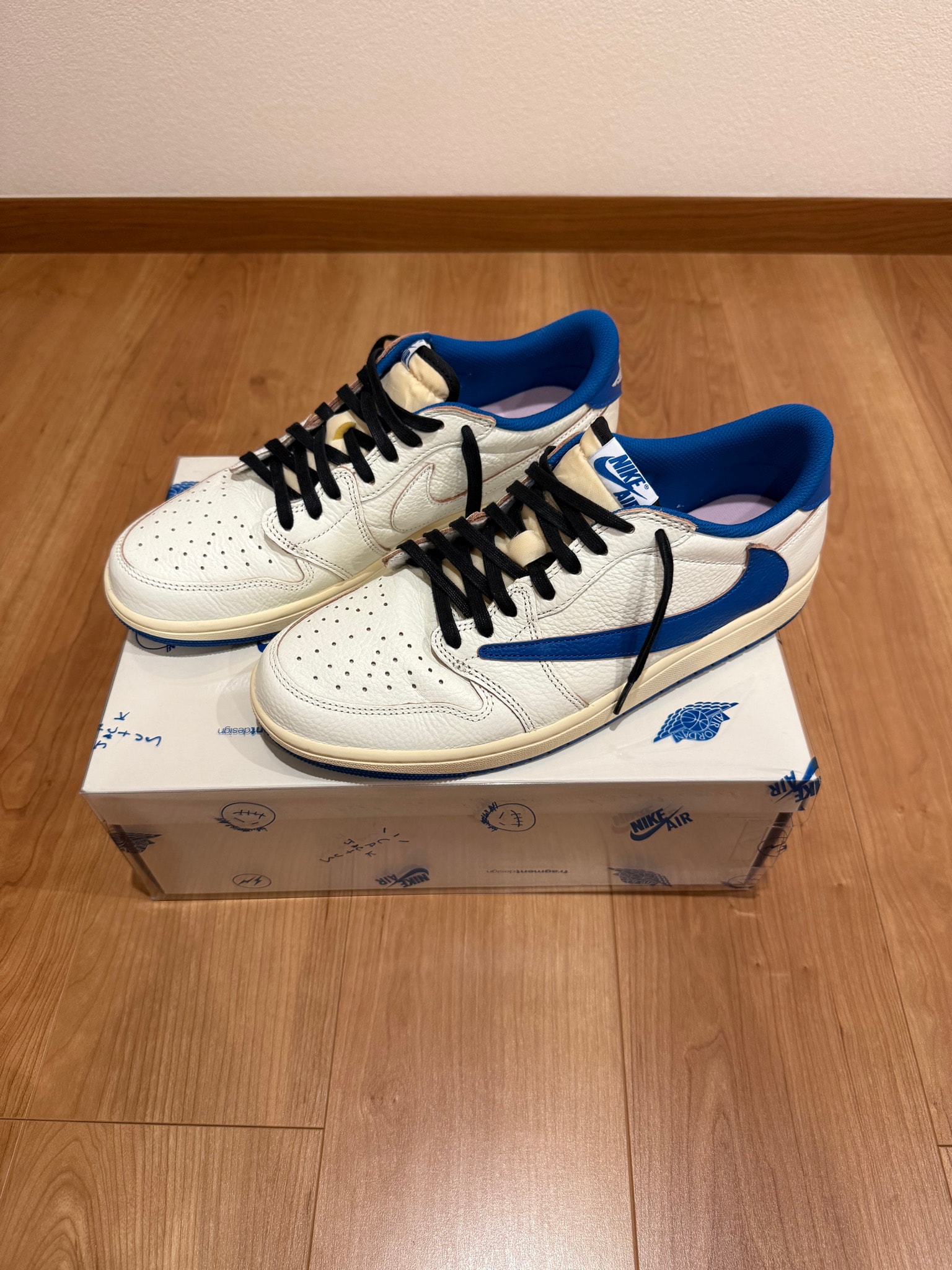 Travis Scott × fragment design × Nike Air Jordan 1 Low OG "Sail/Military Blue"