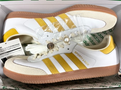 Sporty & Rich × adidas Samba OG "White/Bold Gold"