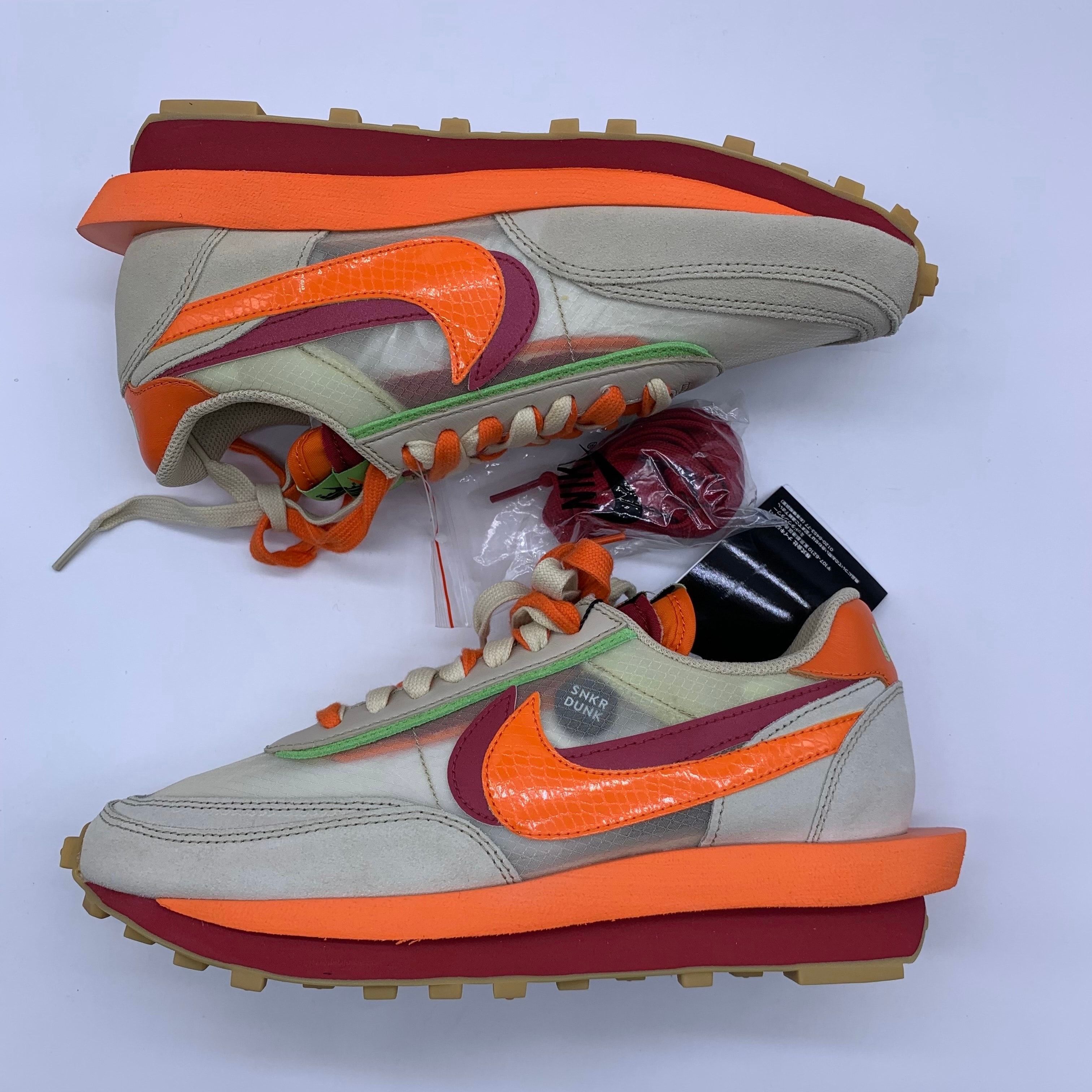 CLOT × Sacai × Nike LD Waffle "Orange Blaze"