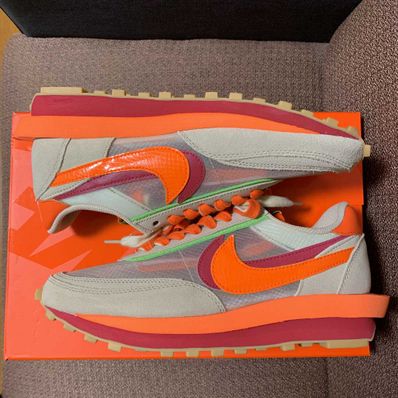 CLOT × Sacai × Nike LD Waffle "Orange Blaze"