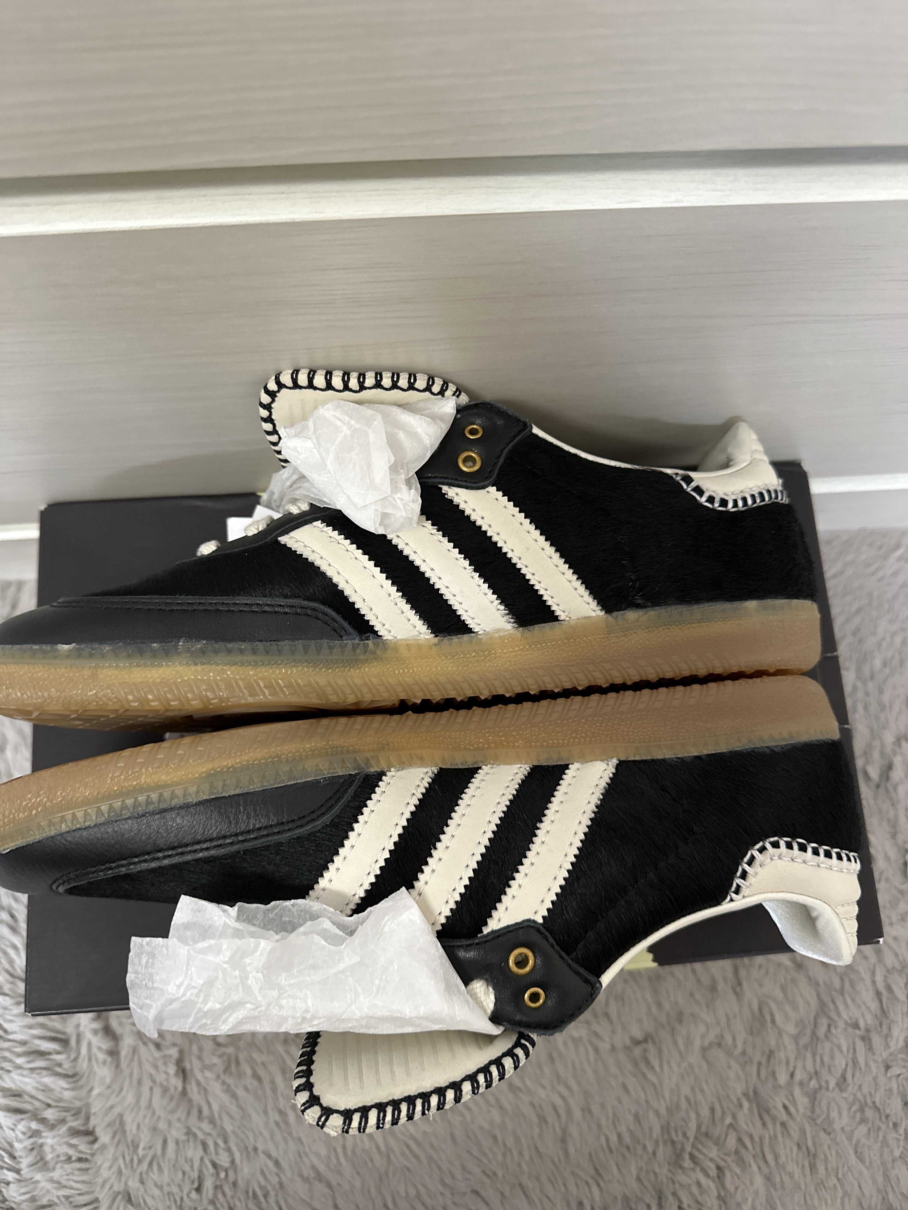 Wales Bonner × adidas Samba Pony Tonal Low "Core Black/Cream White"