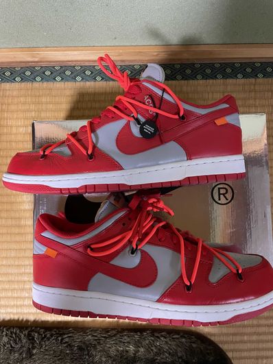 Off-White × Nike Dunk Low "University Red/Wolf Grey"
