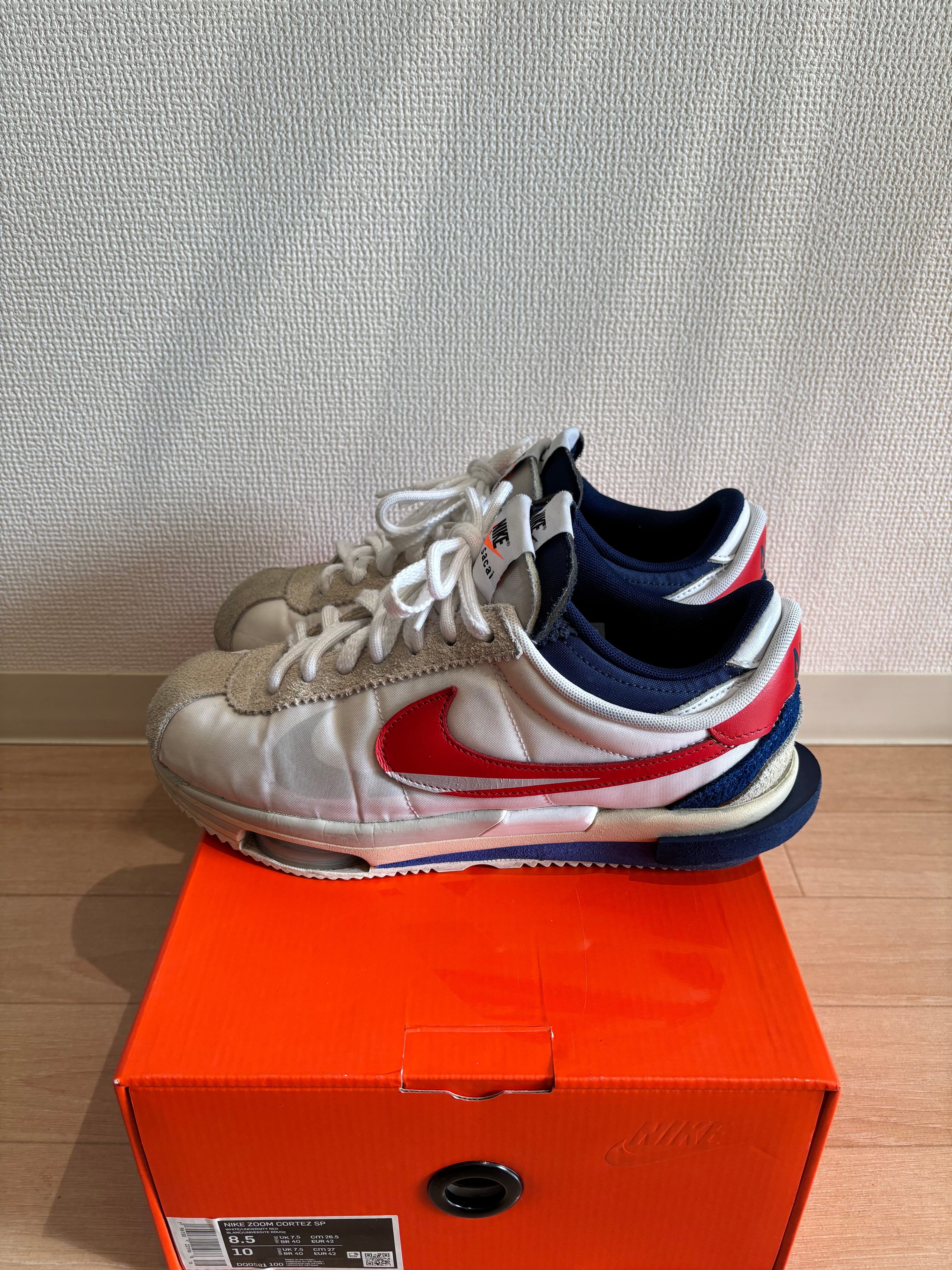 sacai × Nike Zoom Cortez "White and University Red"