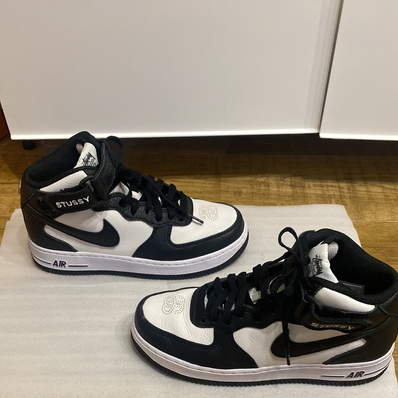 Stussy × Nike Air Force 1 Mid "Black and Light Bone"
