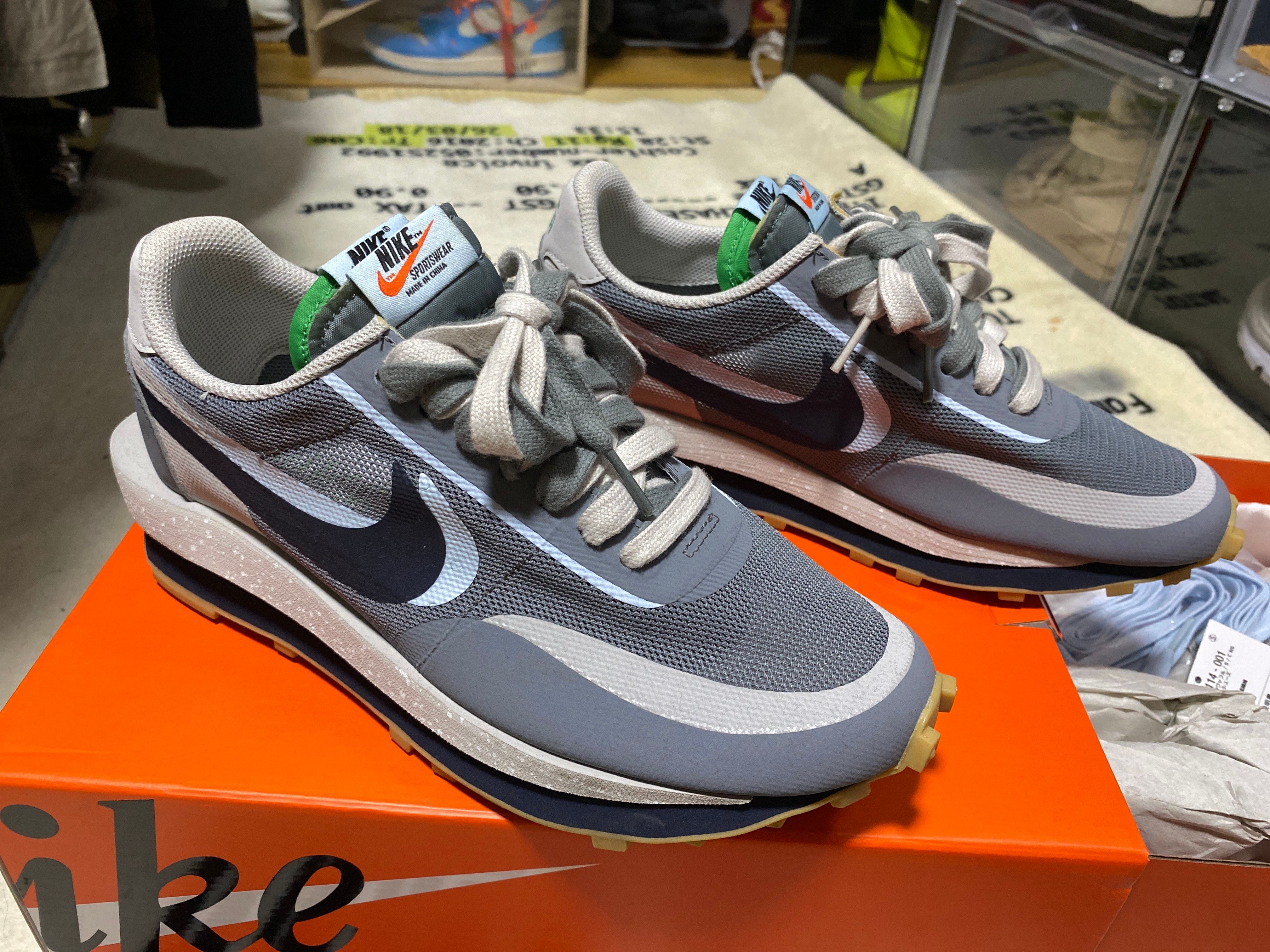 CLOT × Sacai × Nike LD Waffle "Grey Obsidian/Cool Grey"