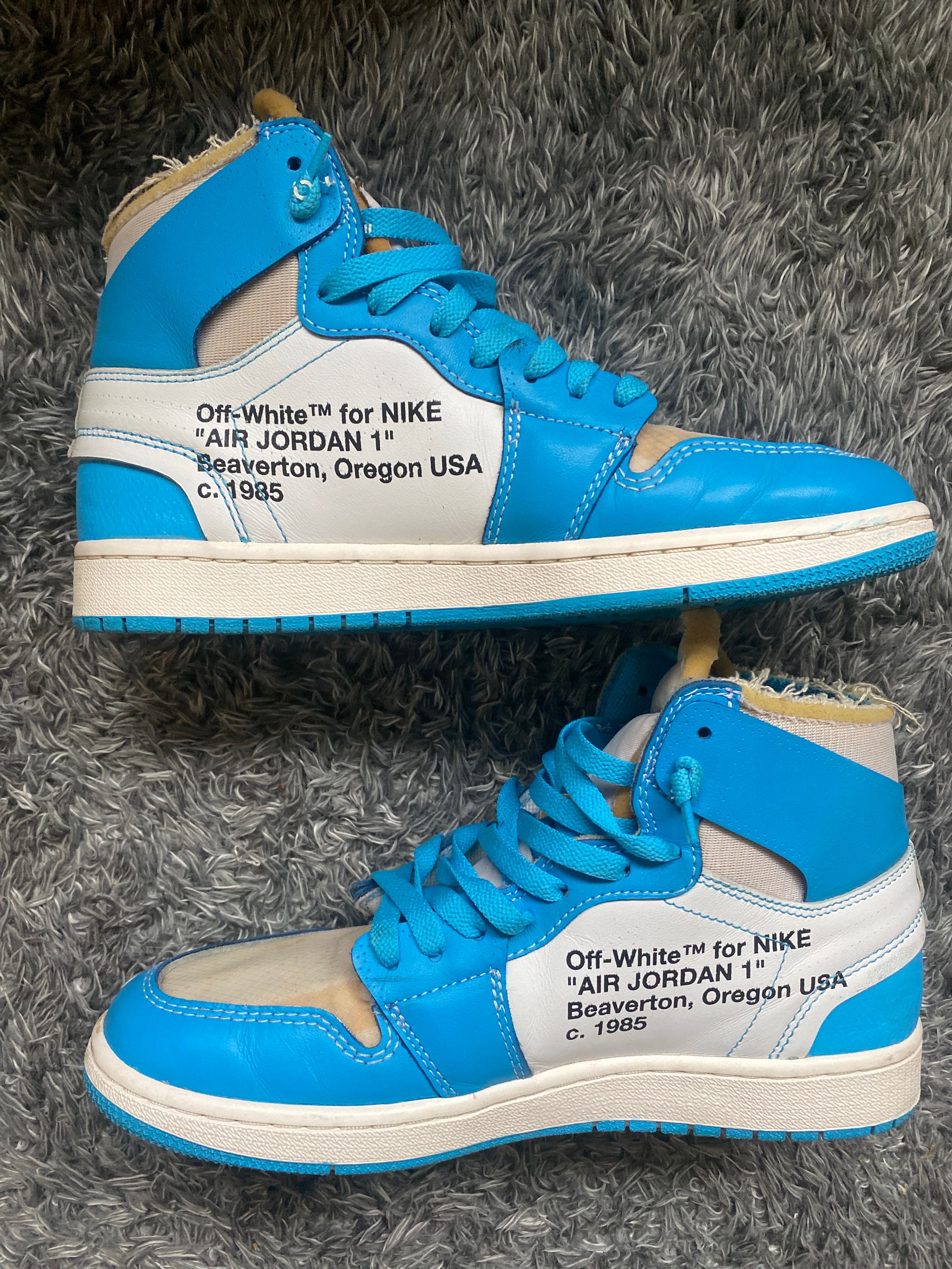 Off-White × Nike Air Jordan 1 High UNC "White/Dark Powder Blue"