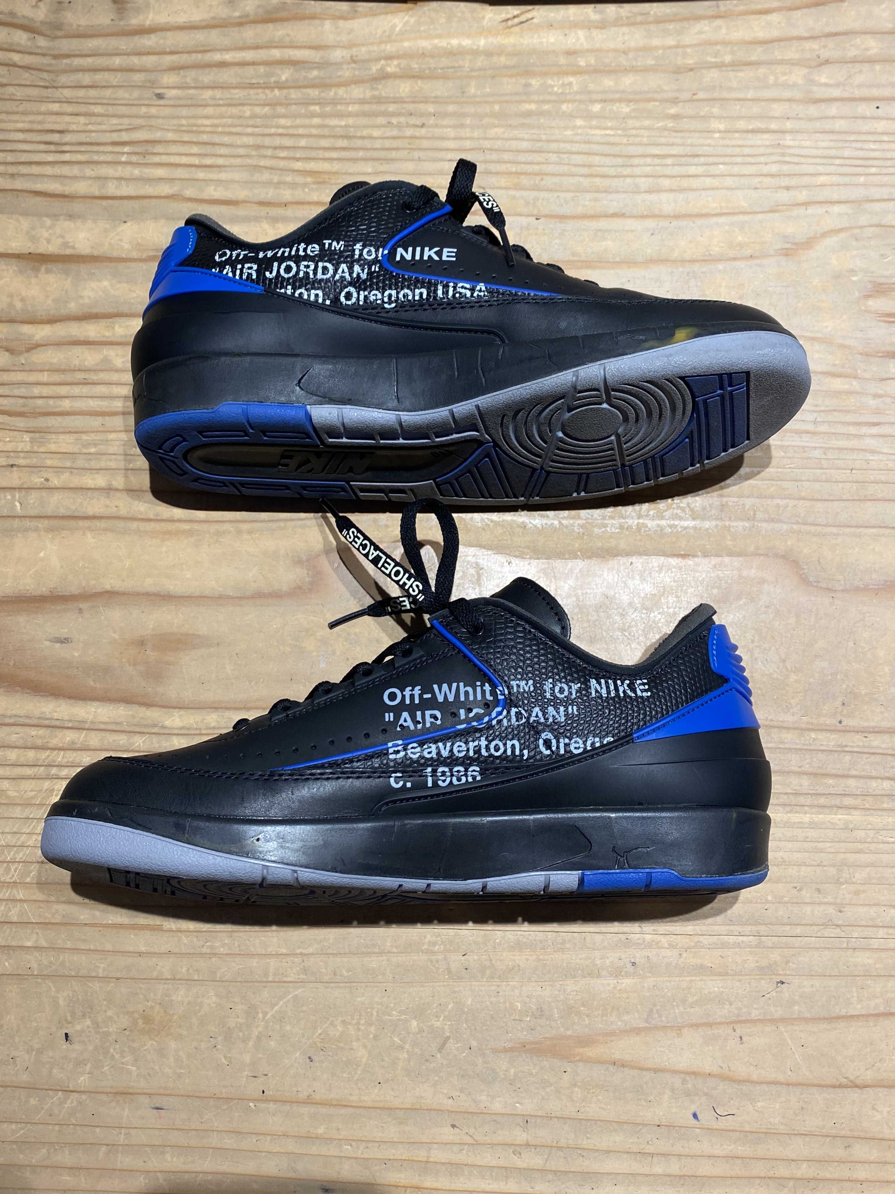 Off-White × Nike Air Jordan 2 Low "Black and Varsity Royal"