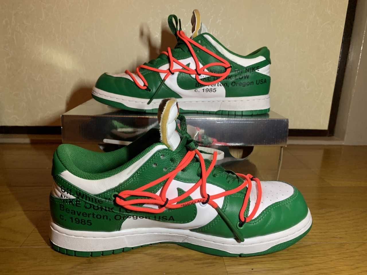 Off-White × Nike Dunk Low "White/Pine Green"