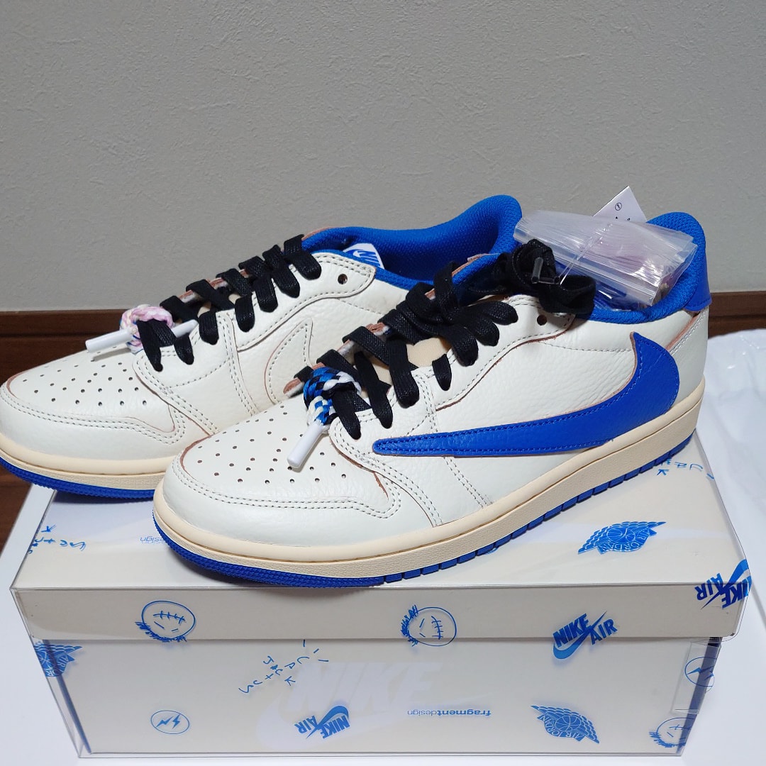 Travis Scott × fragment design × Nike Air Jordan 1 Low OG "Sail/Military Blue"