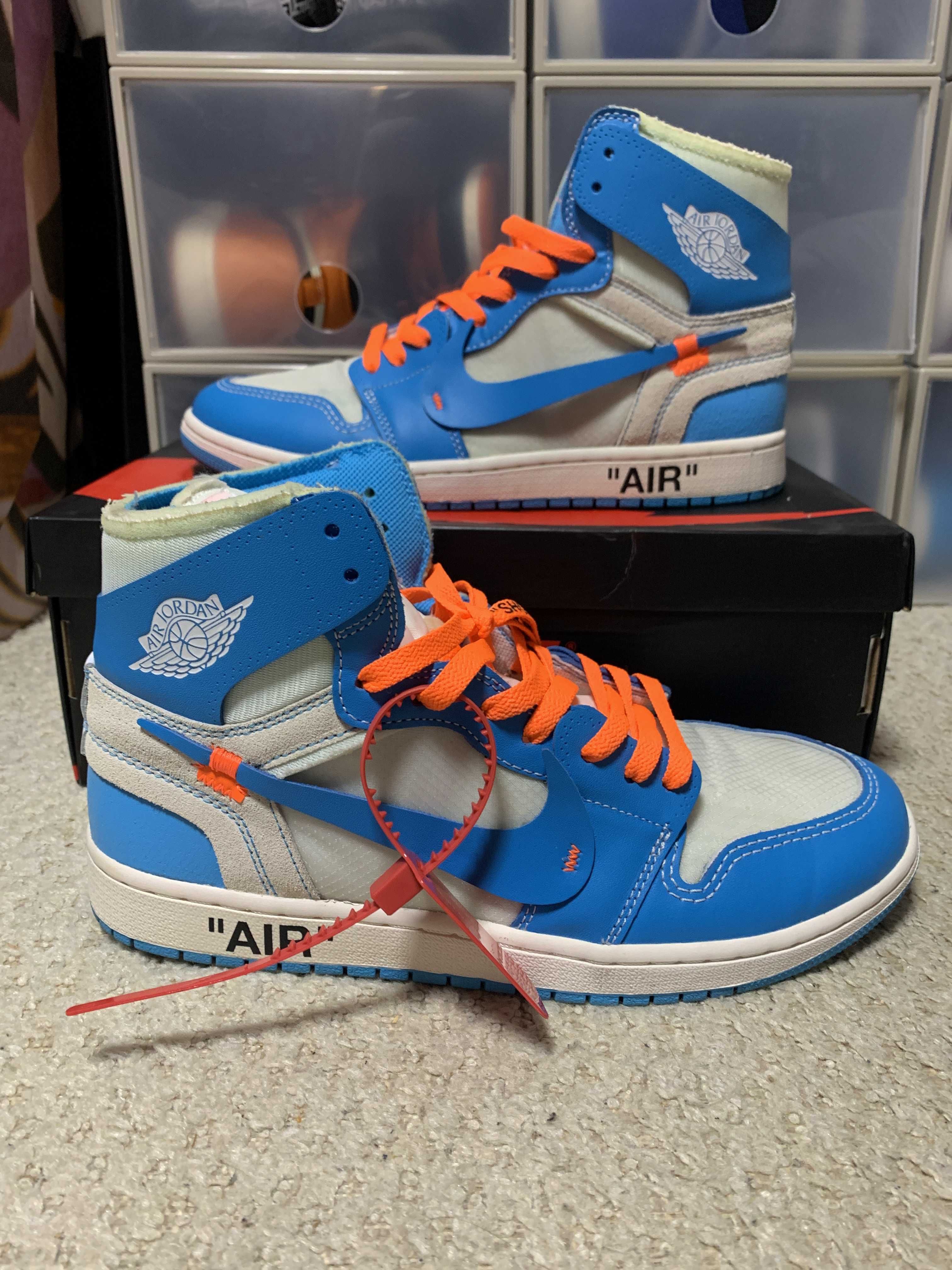Off-White × Nike Air Jordan 1 High UNC "White/Dark Powder Blue"