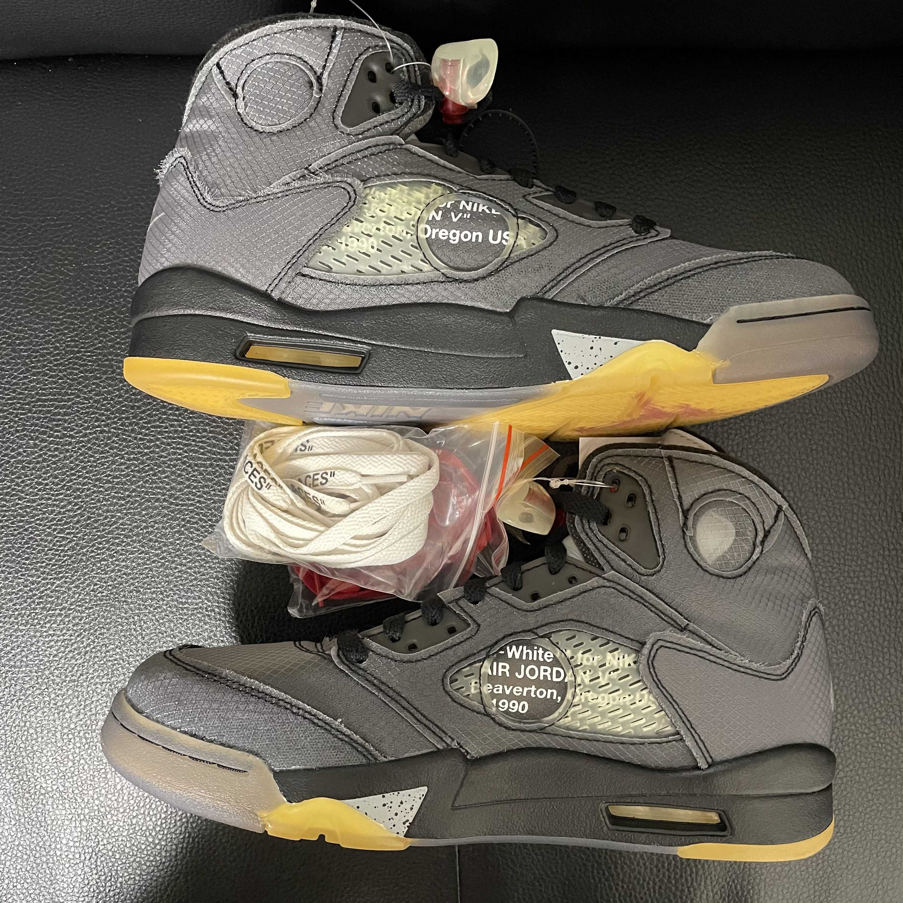 Off-White × Nike Air Jordan 5 "Black/Muslin/Fire Red"