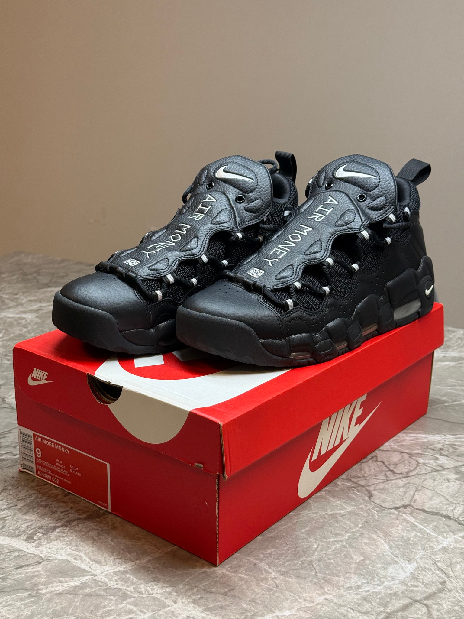 Nike Air More Money "Black Metallic Silver"