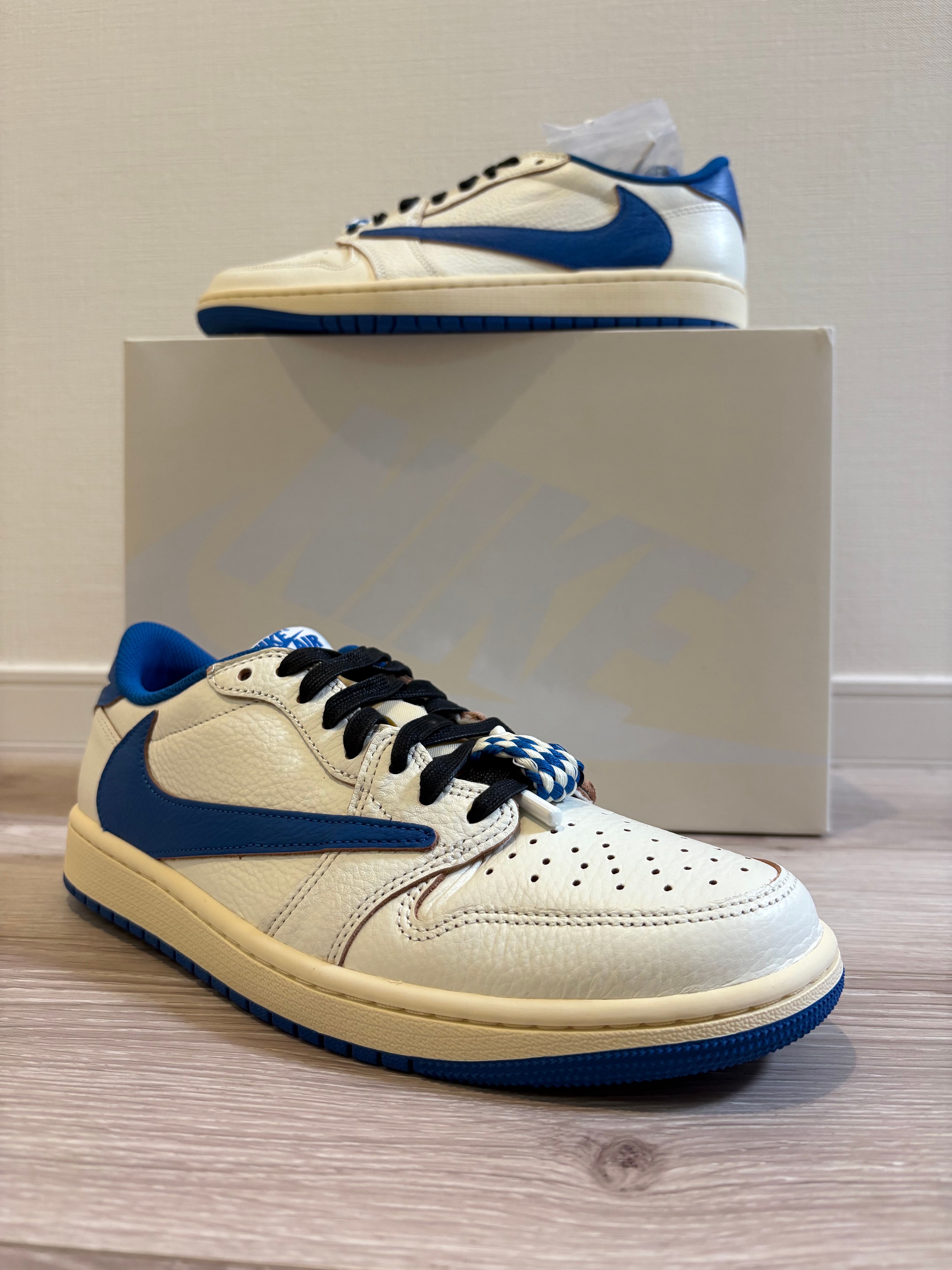 Travis Scott × fragment design × Nike Air Jordan 1 Low OG "Sail/Military Blue"
