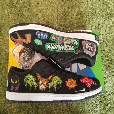 Neck face × Nike SB Dunk Low "Black/White/Multi Color"