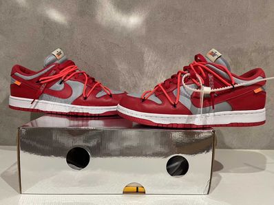 Off-White × Nike Dunk Low "University Red/Wolf Grey"